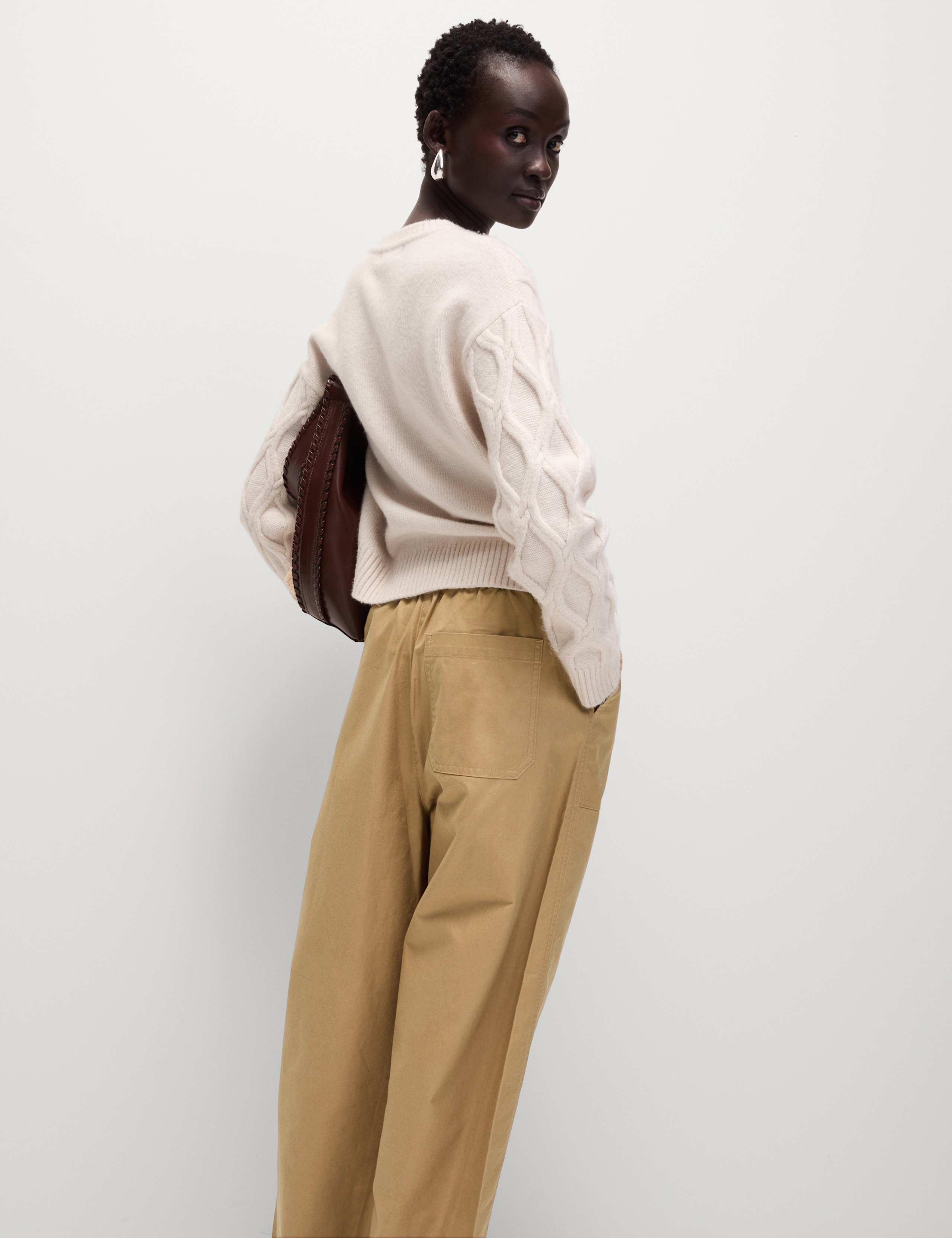 Pure Cotton Pull On Carrot Leg Trousers 5 of 5