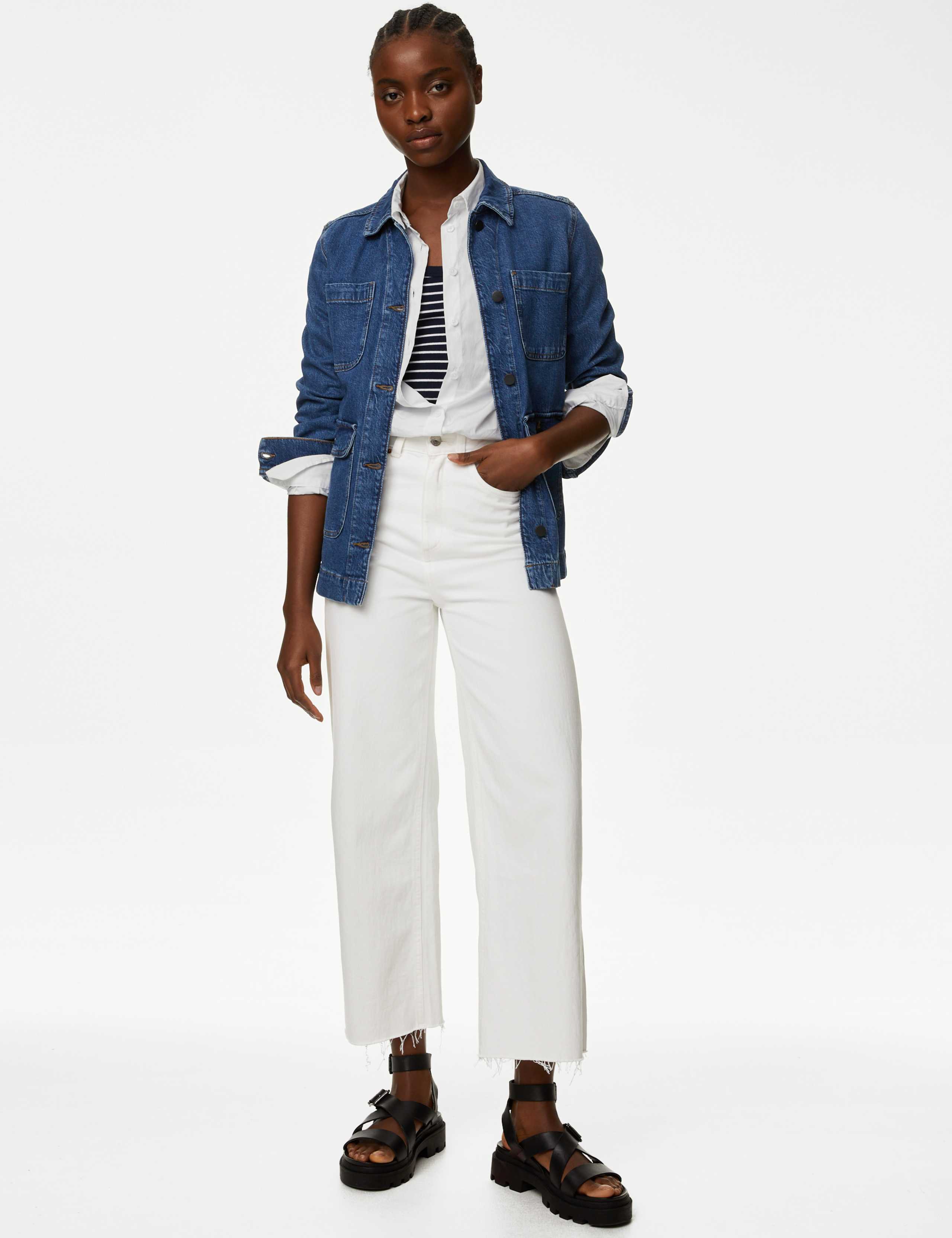 High Waisted Wide Leg Ankle Grazer Jeans 1 of 6