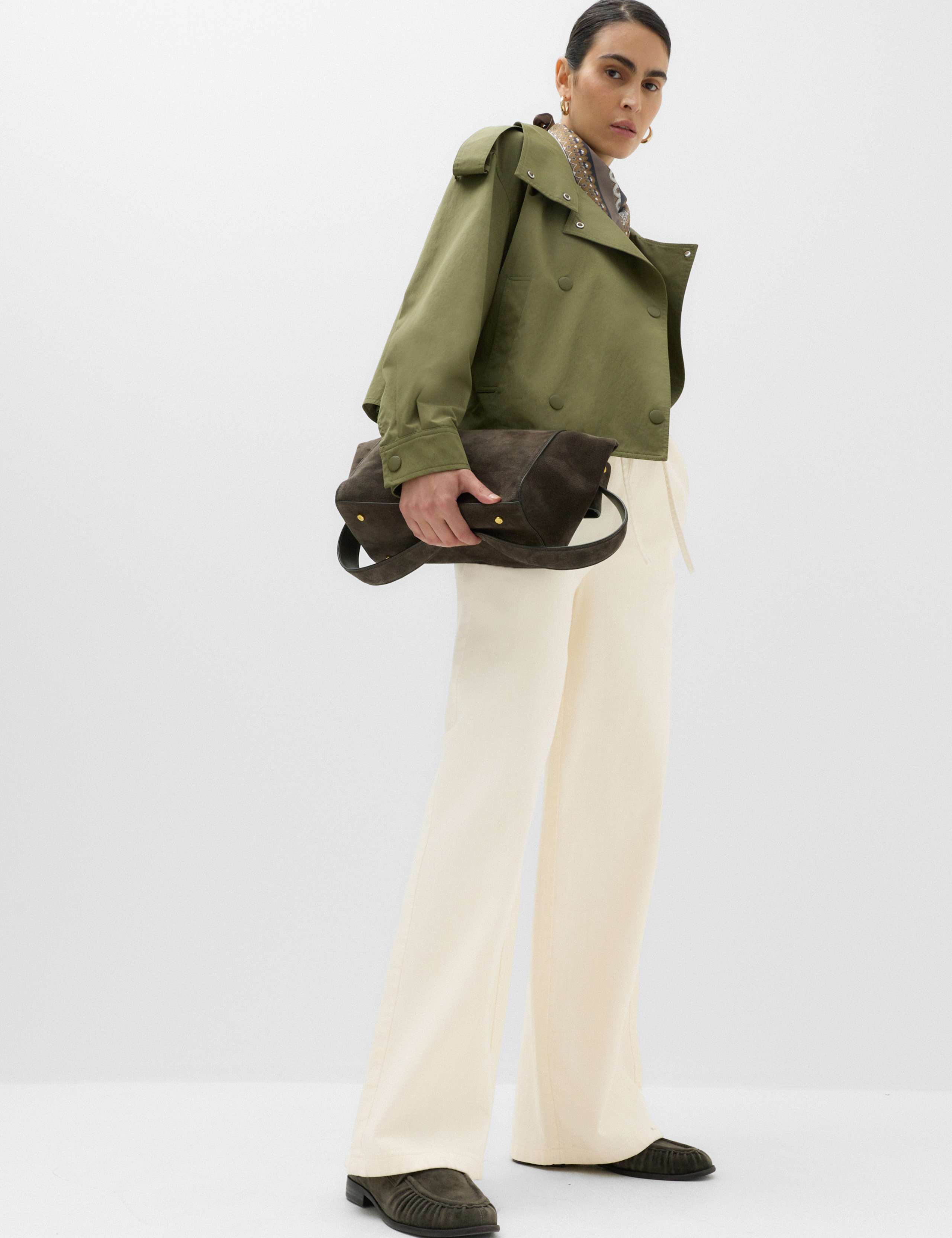 Cotton Rich Drawstring Wide Leg Trousers 1 of 7