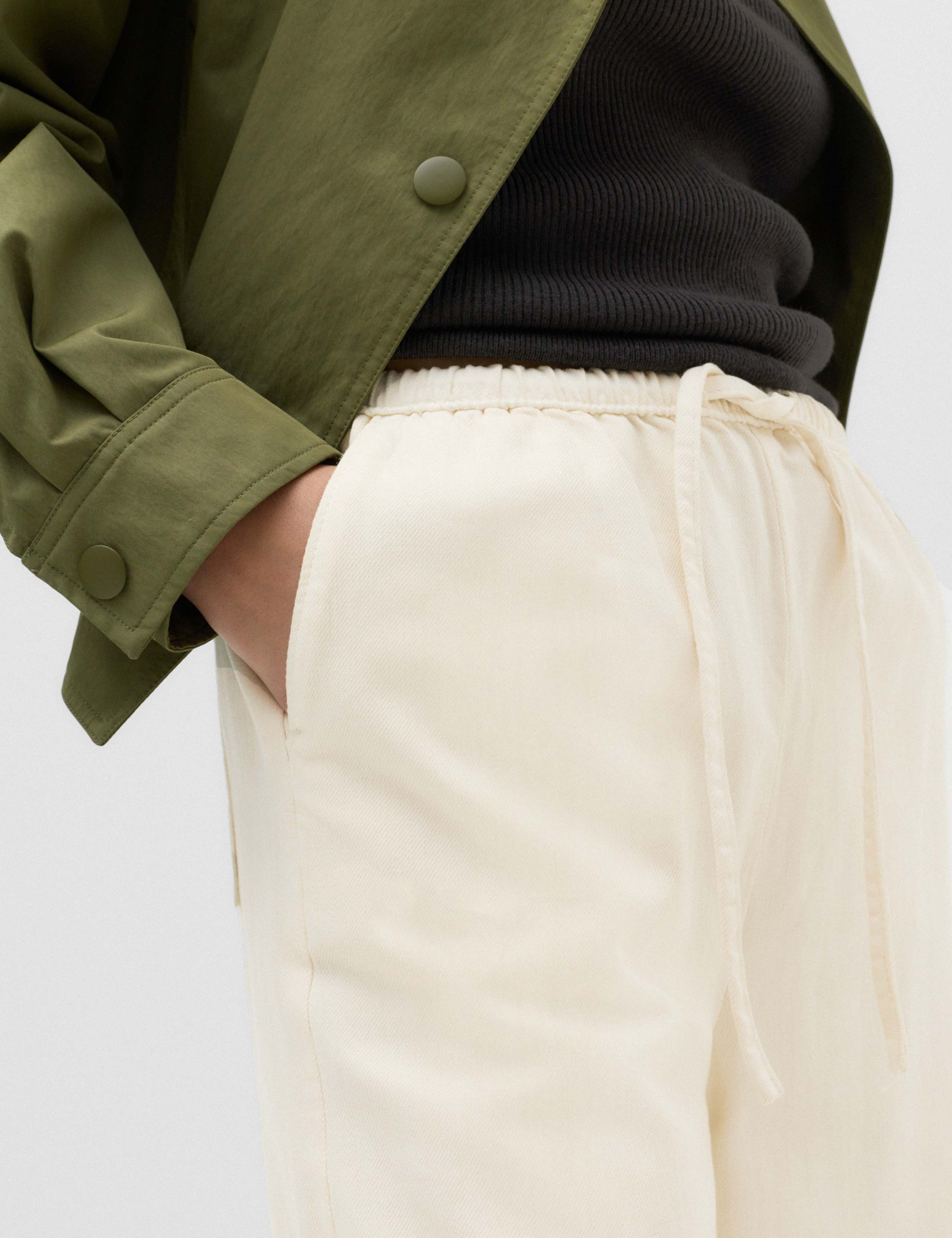 Cotton Rich Drawstring Wide Leg Trousers 3 of 7