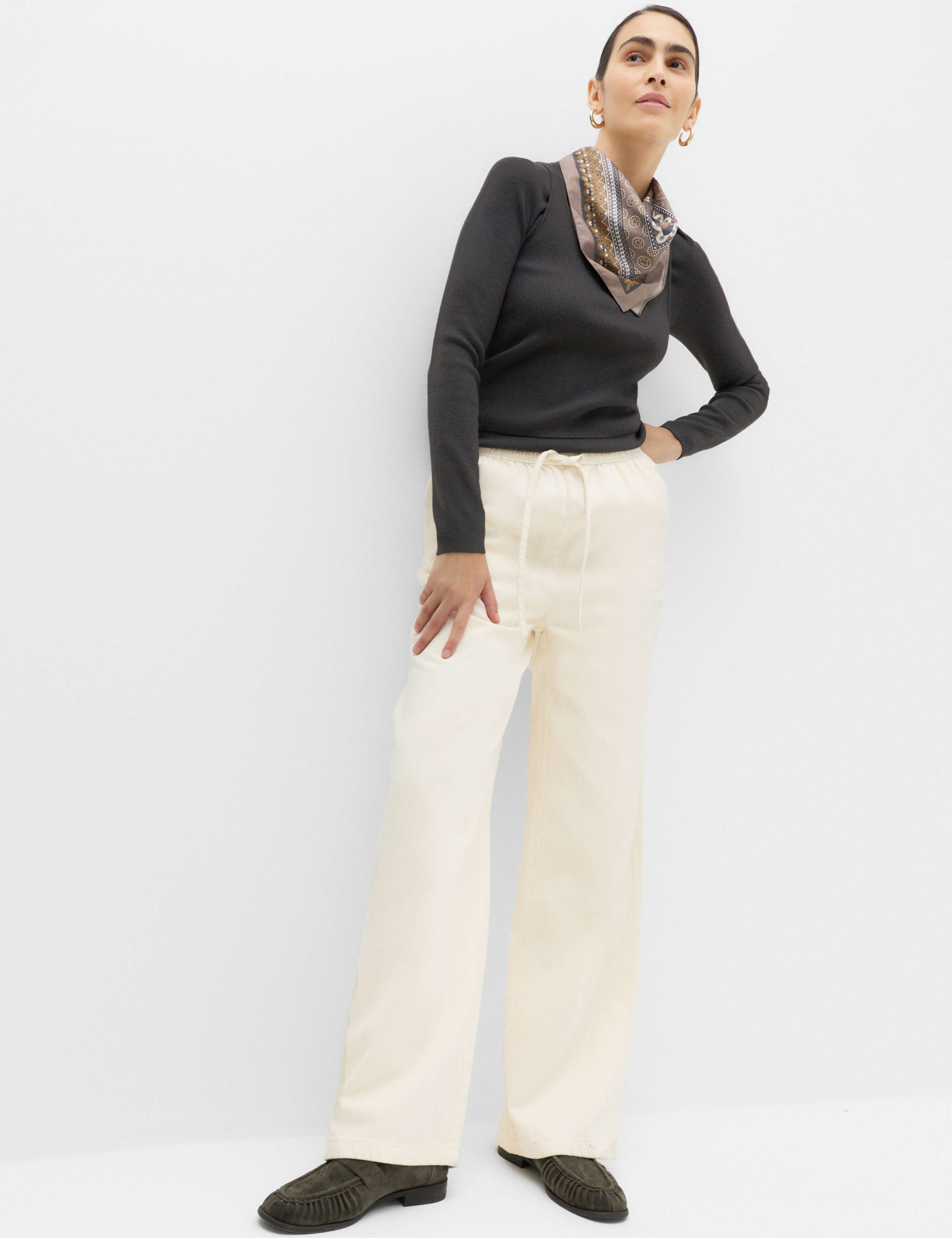 Cotton Rich Drawstring Wide Leg Trousers 5 of 7