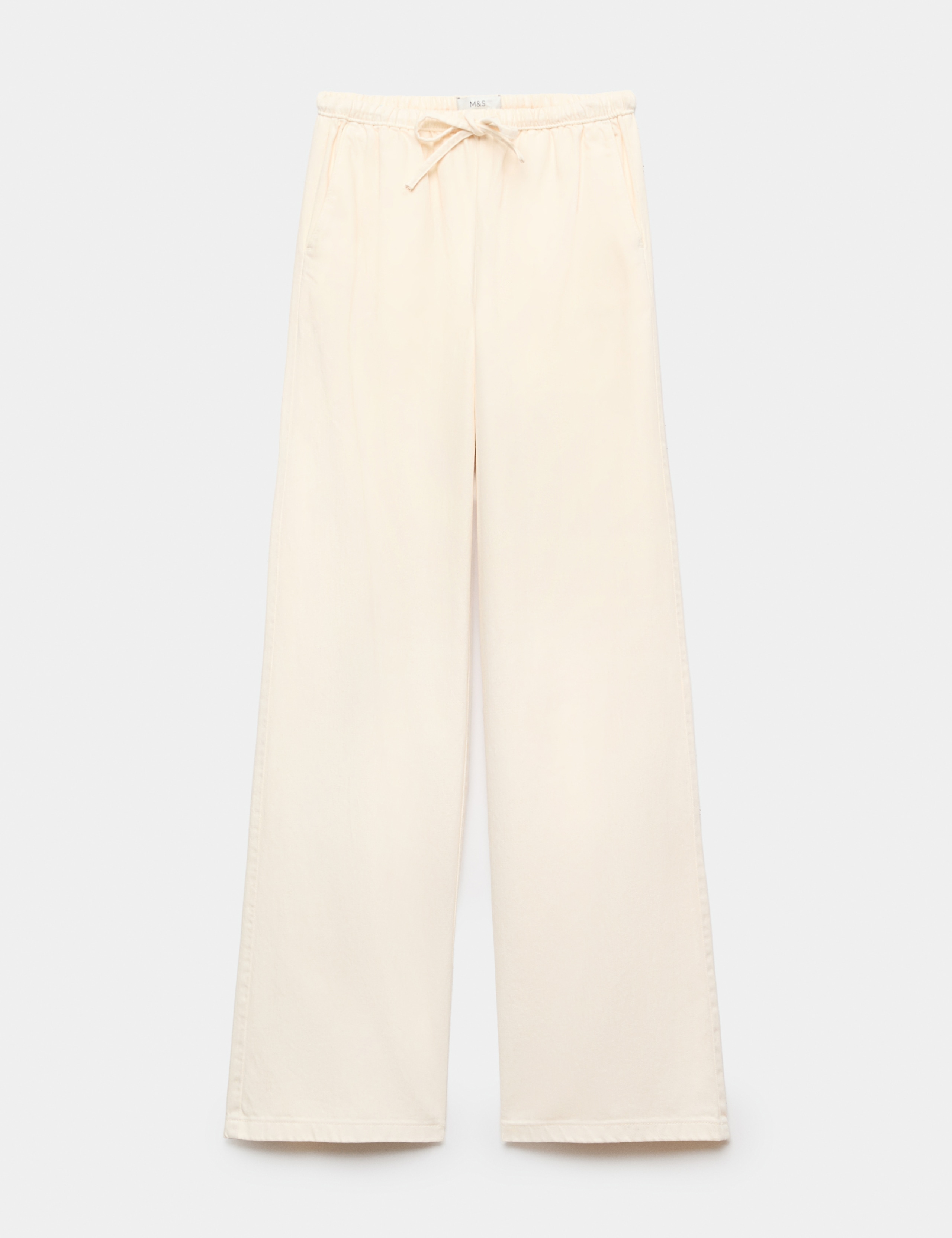 Cotton Rich Drawstring Wide Leg Trousers 2 of 7