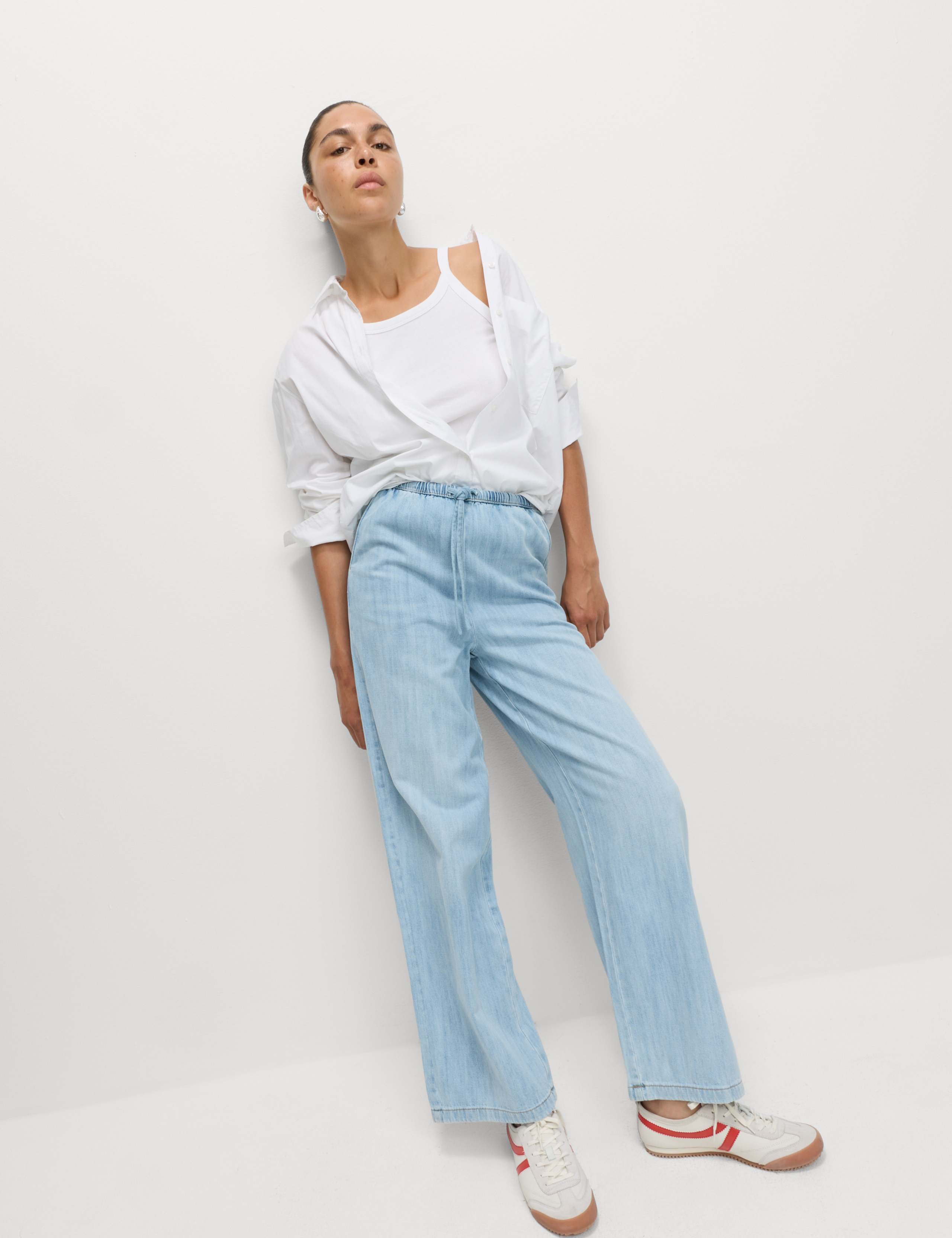 Denim Drawstring Wide-Leg Trousers 3 of 6