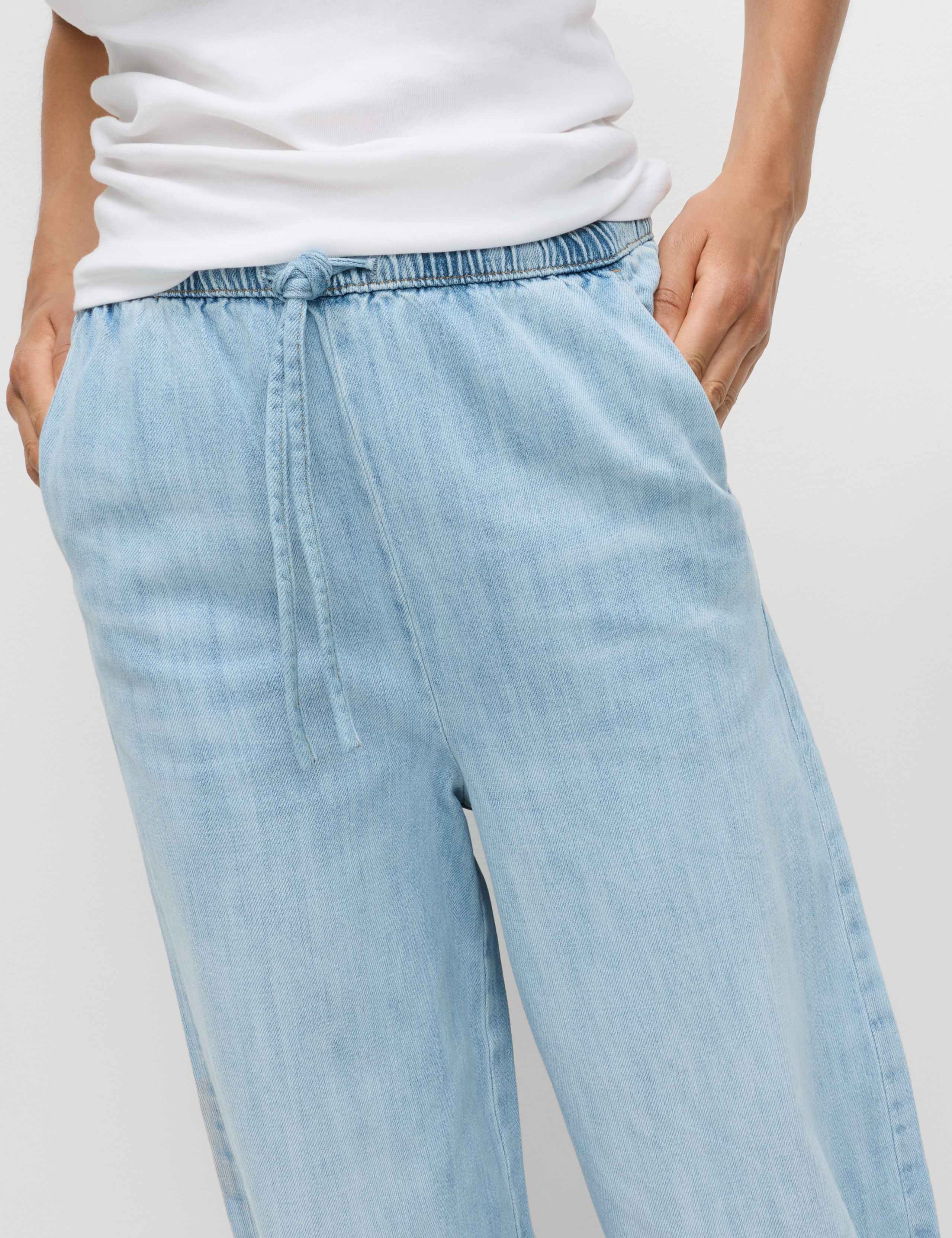 Denim Drawstring Wide-Leg Trousers 4 of 6