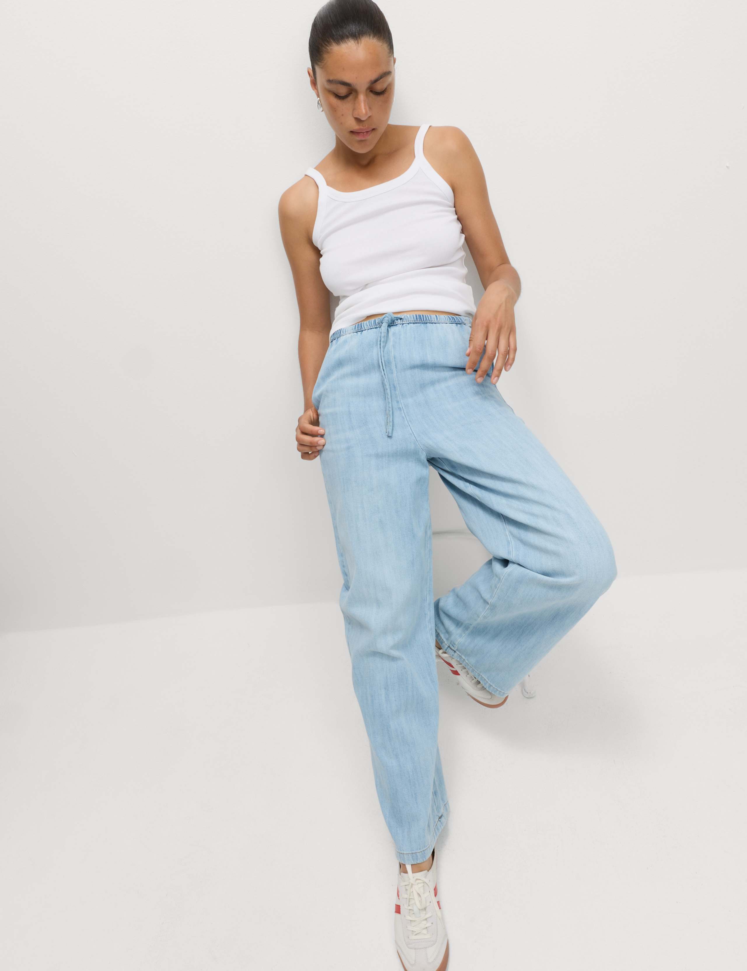 Denim Drawstring Wide-Leg Trousers 5 of 6