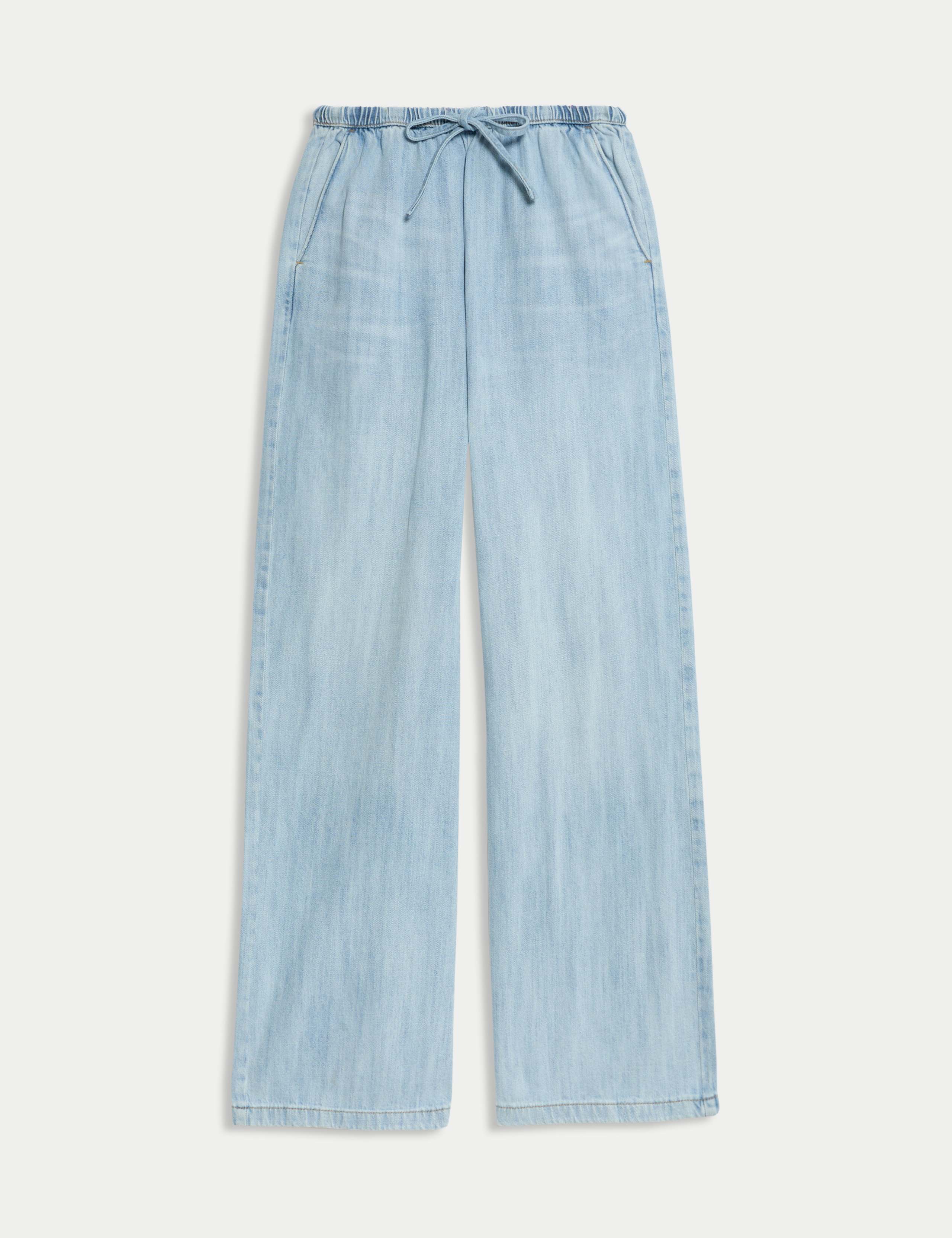 Denim Drawstring Wide-Leg Trousers 2 of 6