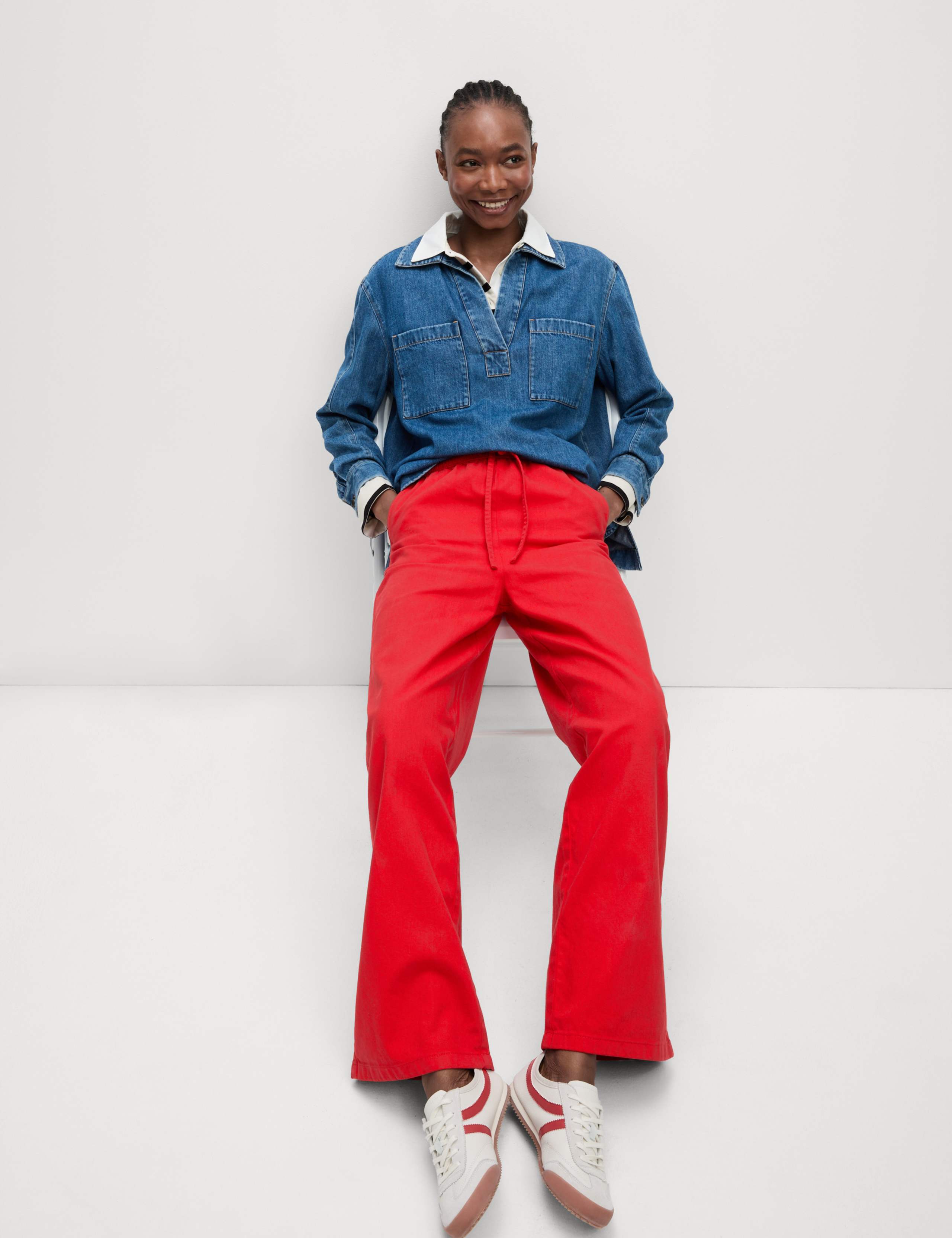 Denim Drawstring Wide-Leg Trousers 7 of 7