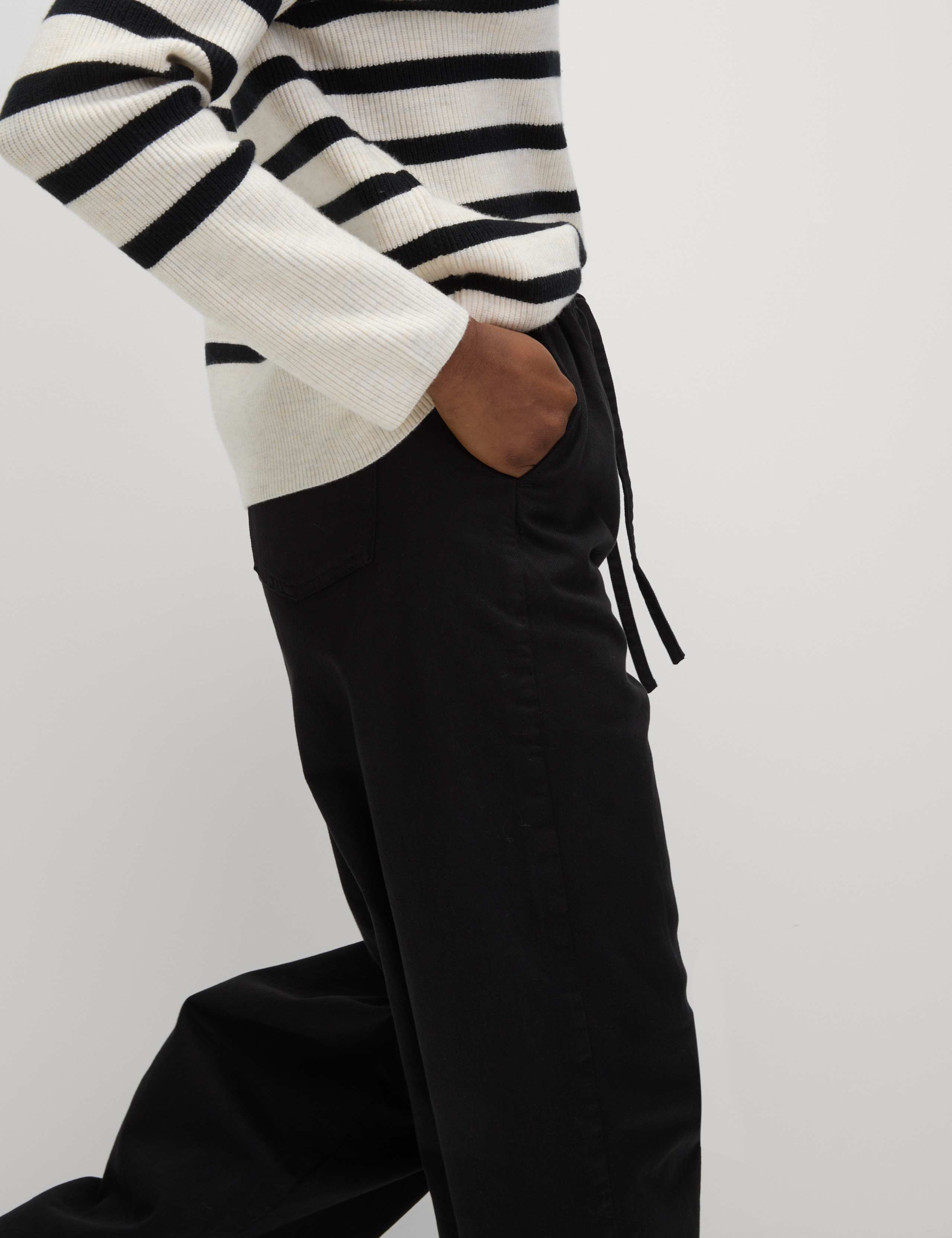 Cotton Rich Drawstring Wide Leg Trousers 2 of 2