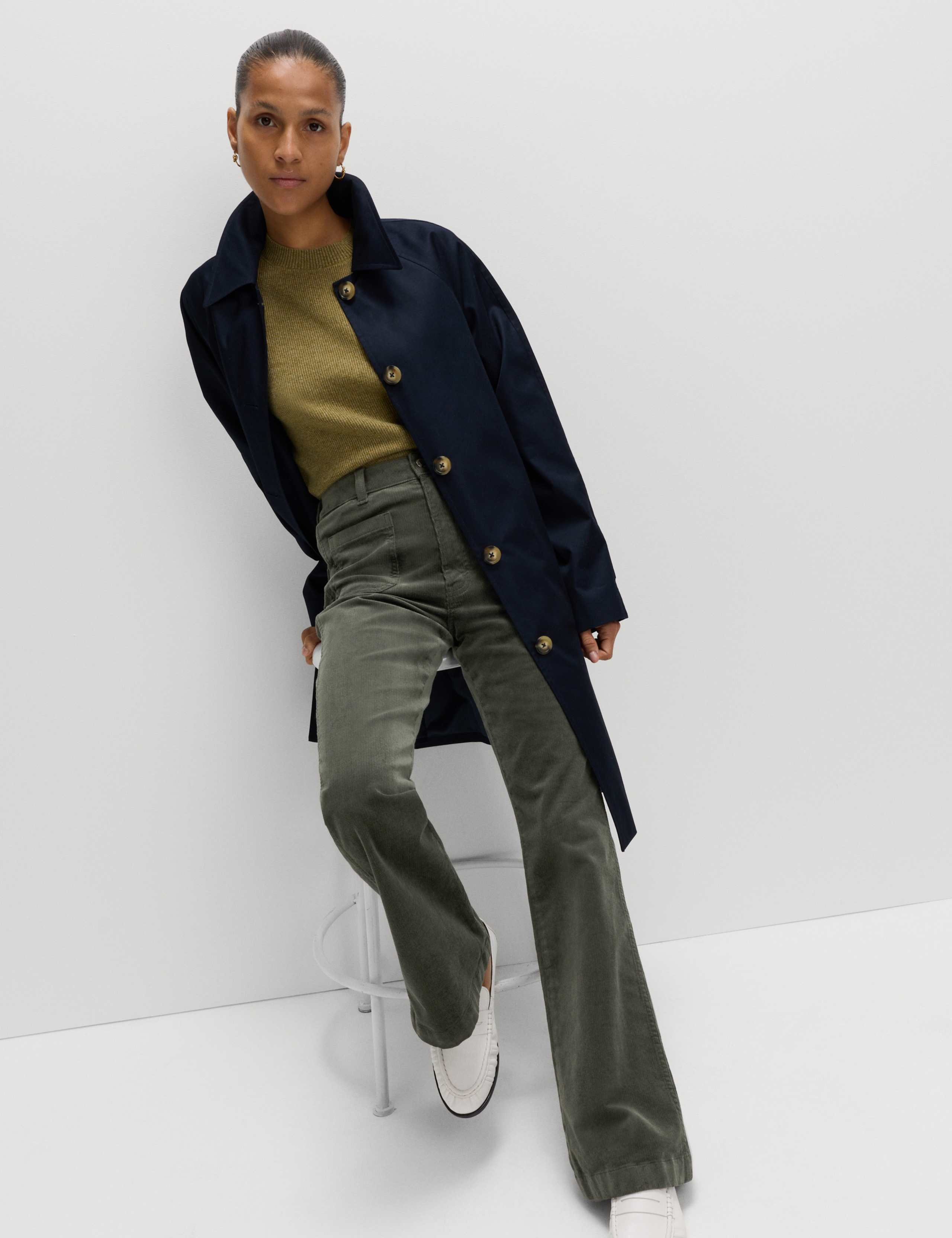 Cotton Rich Cord Flared Slim Fit Trousers 6 of 7