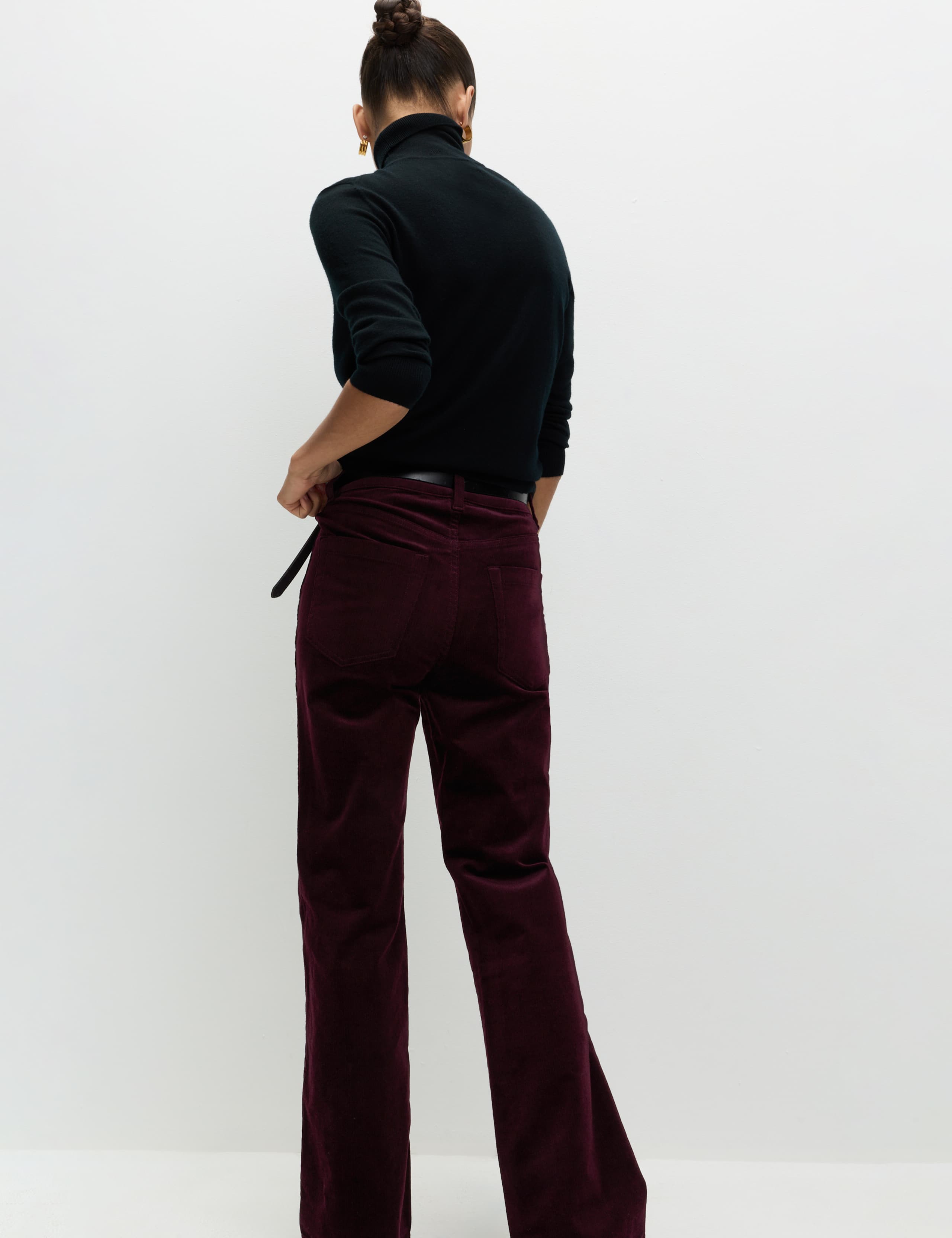 Cotton Rich Cord Flared Slim Fit Trousers 4 of 5