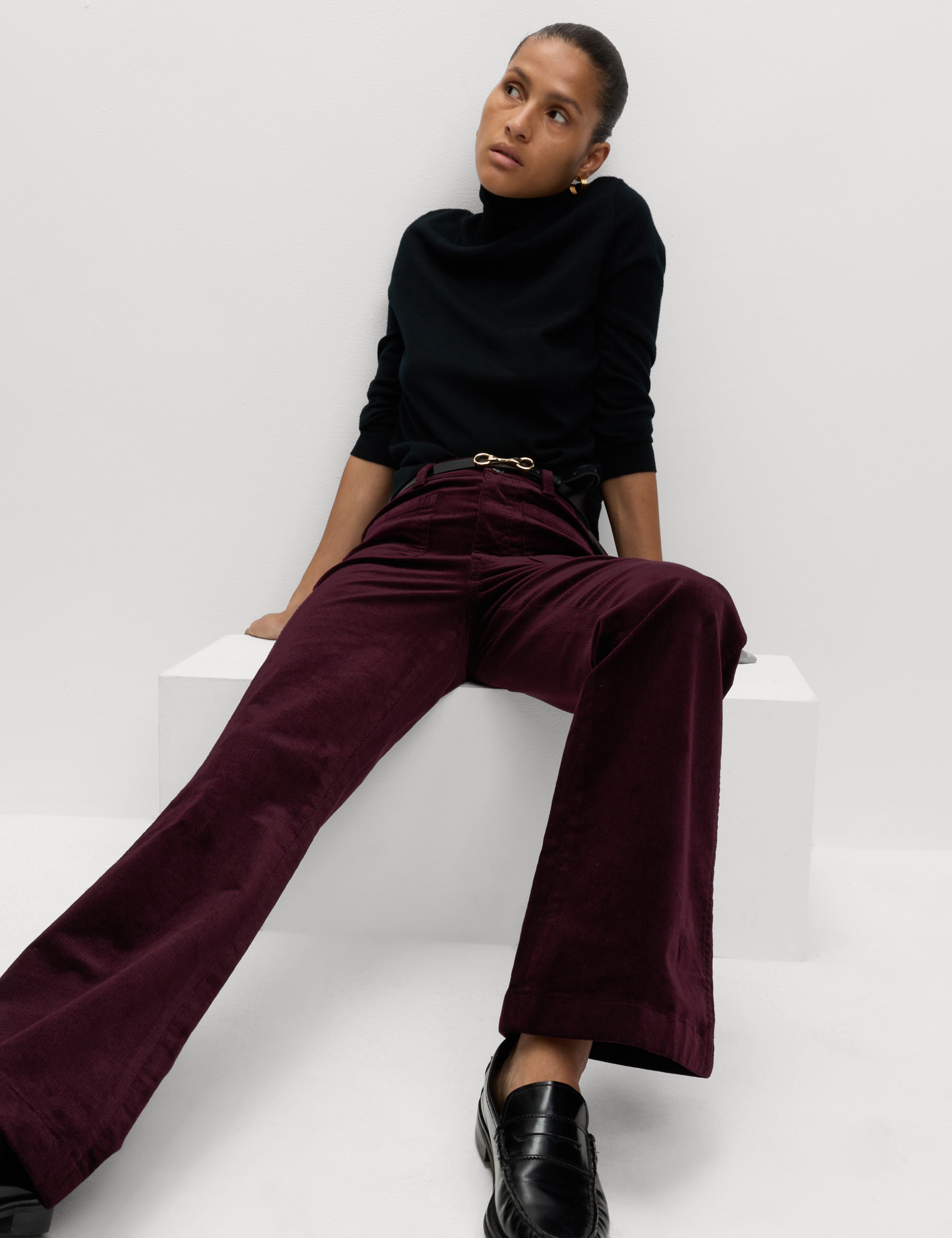 Cotton Rich Cord Flared Slim Fit Trousers 5 of 5