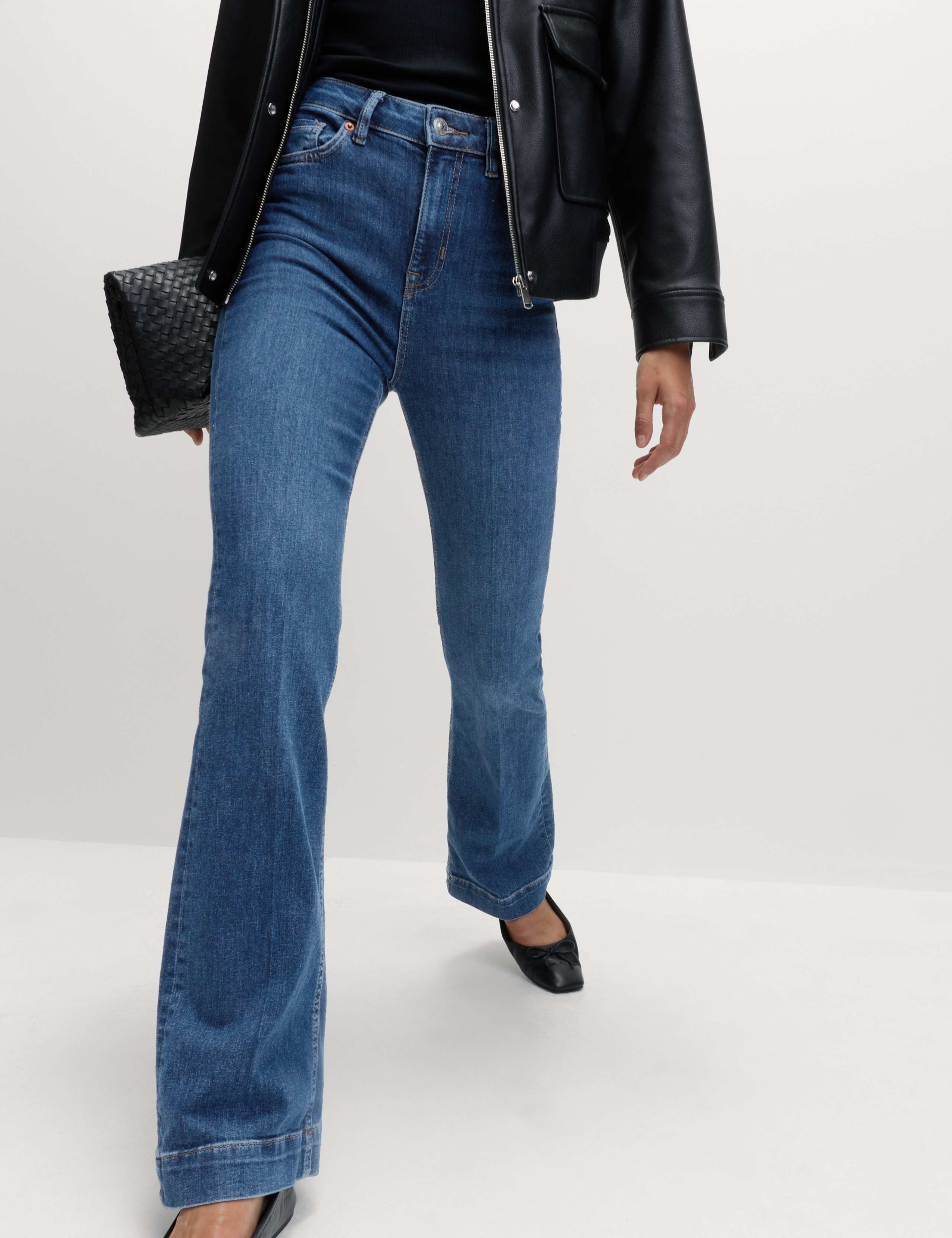 High Waisted Crease Front Slim Flare Jeans 3 of 7