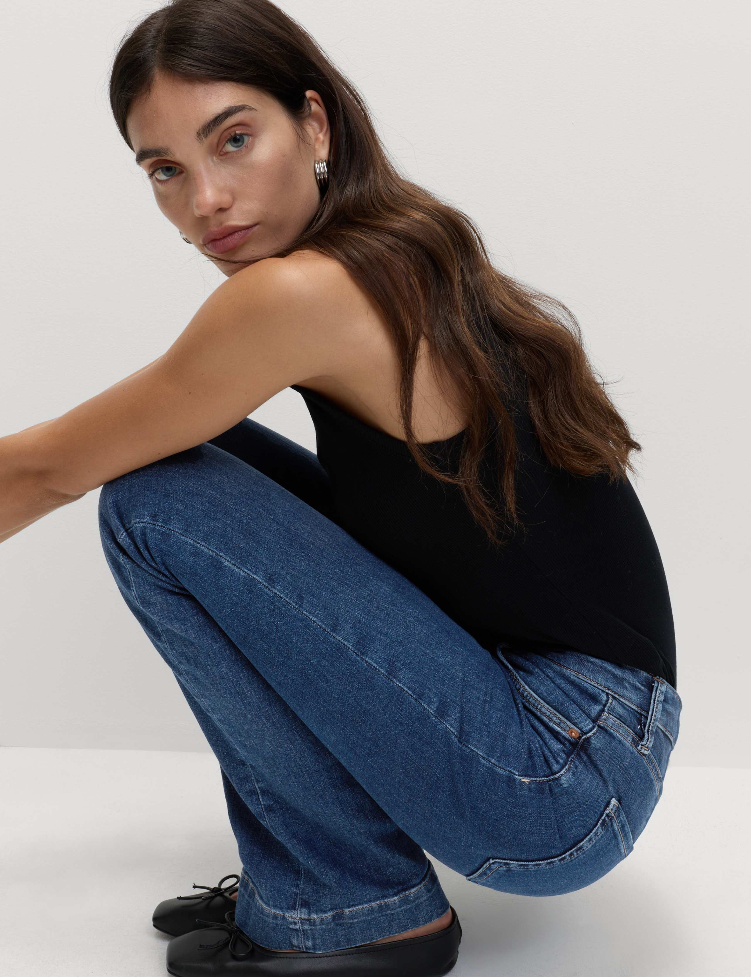 High Waisted Crease Front Slim Flare Jeans 4 of 7