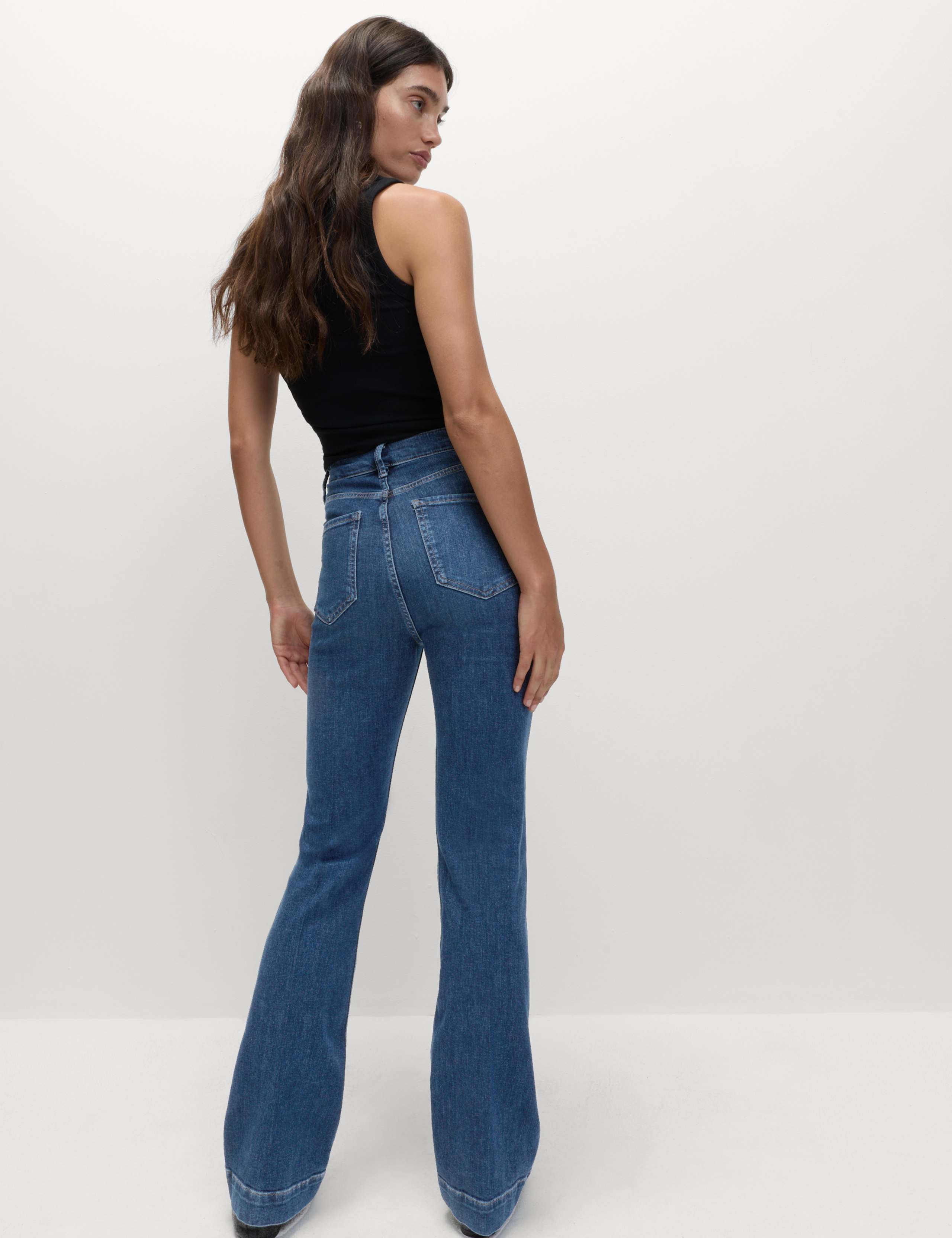 High Waisted Crease Front Slim Flare Jeans 5 of 7
