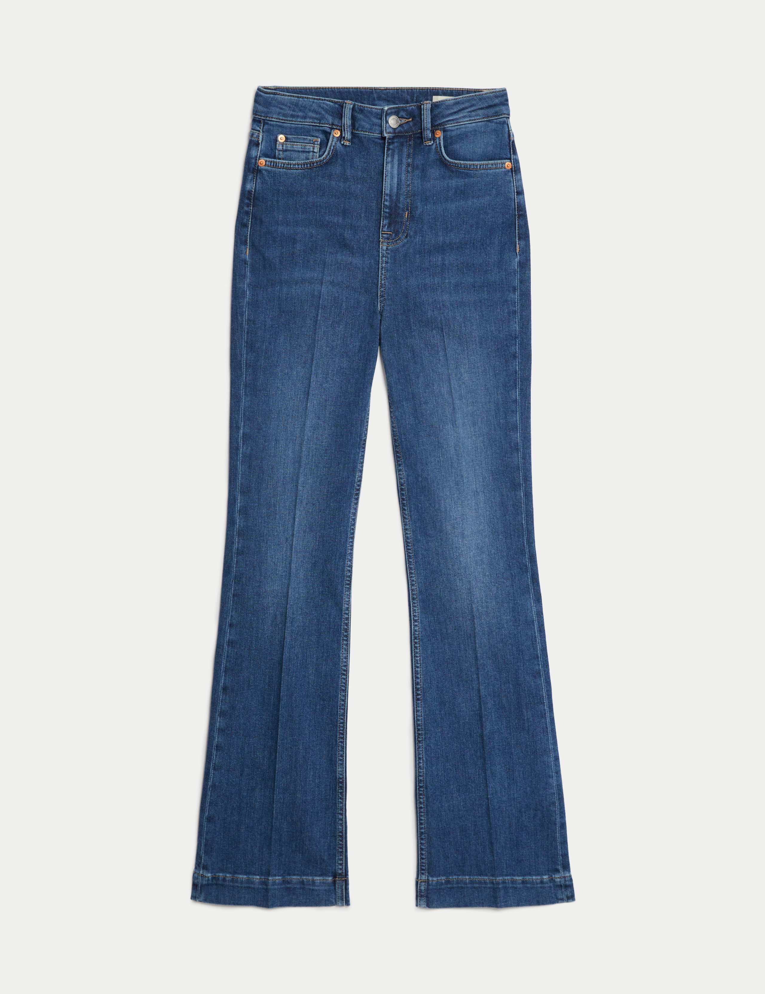 High Waisted Crease Front Slim Flare Jeans 2 of 7
