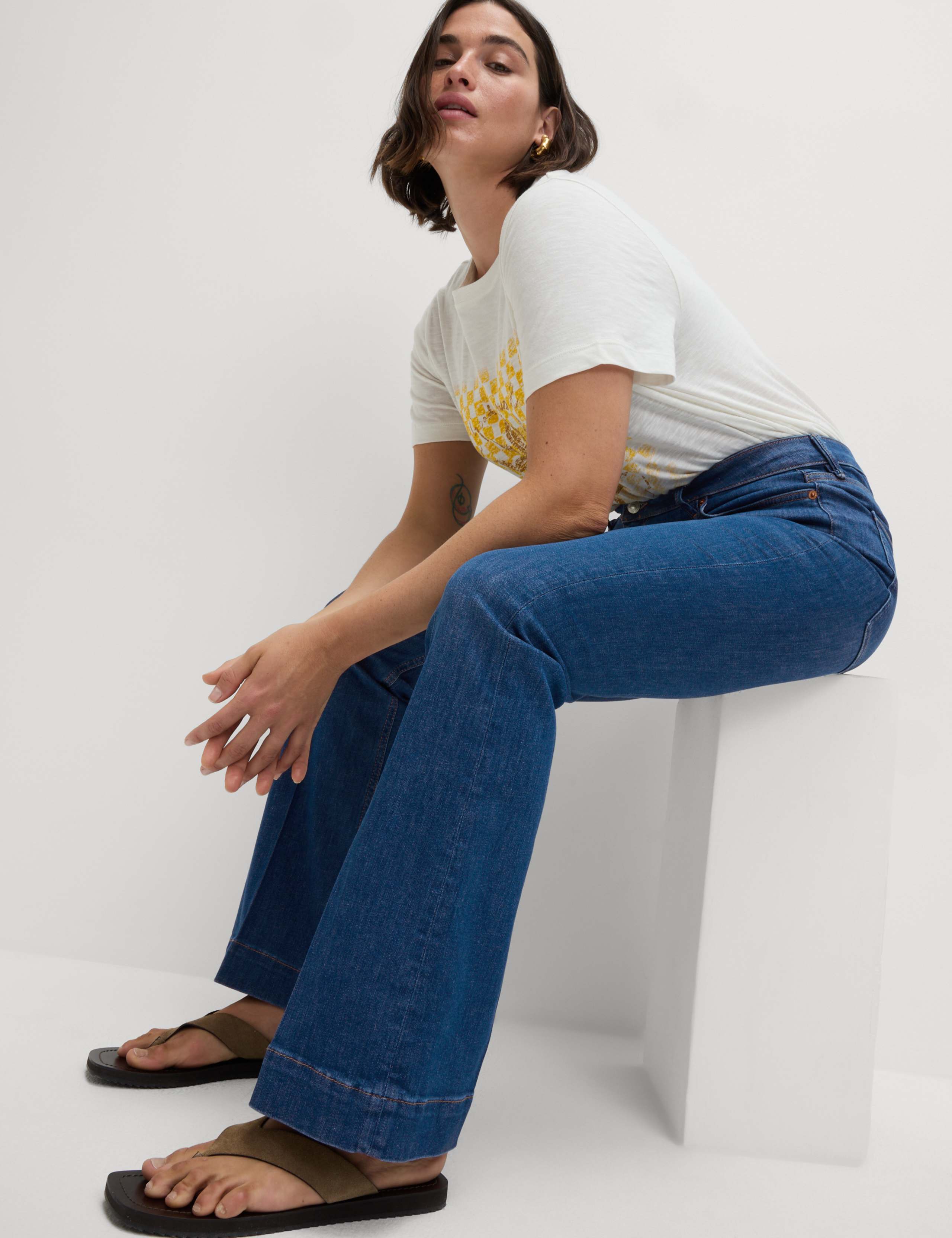 High Waisted Crease Front Slim Flare Jeans 3 of 6