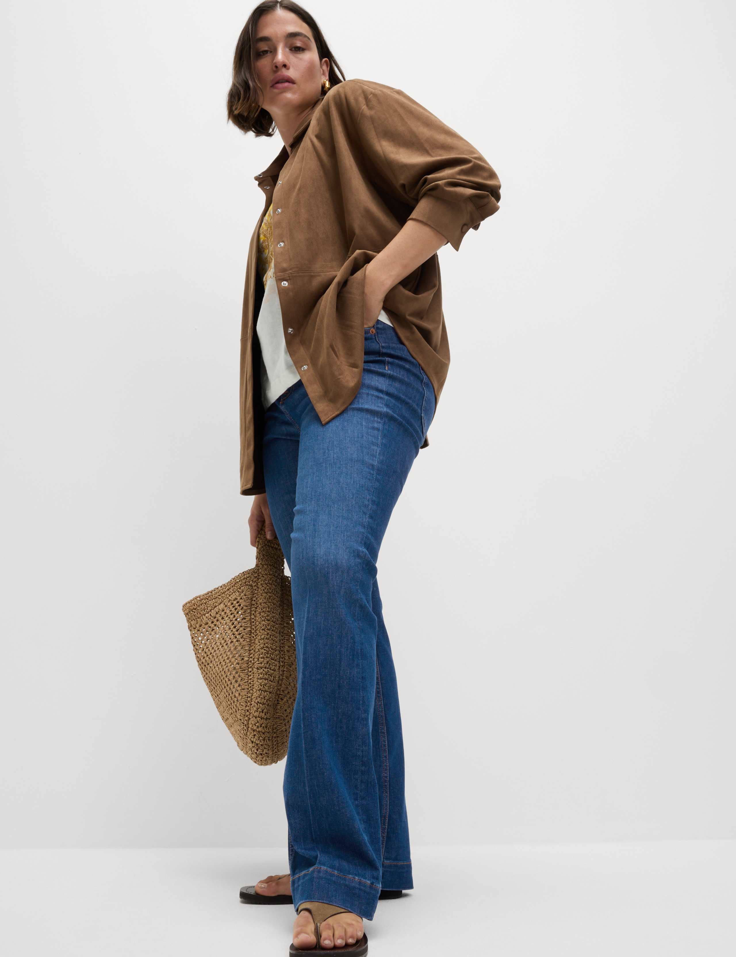 High Waisted Crease Front Slim Flare Jeans 4 of 6