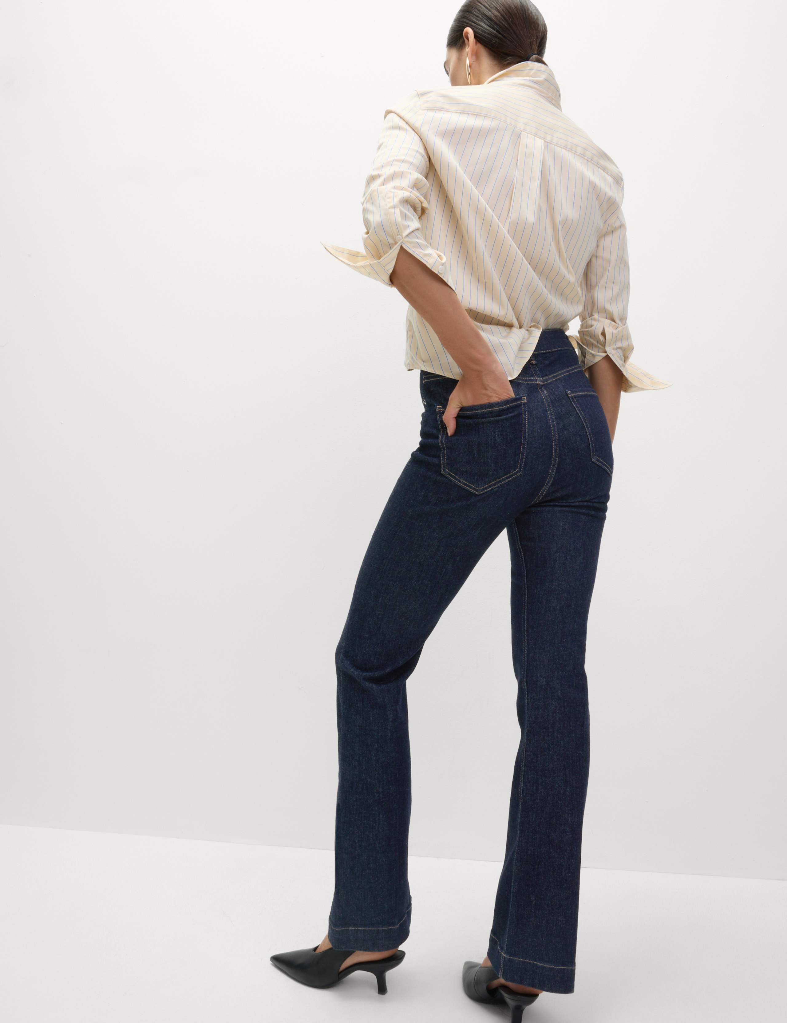 High Waisted Crease Front Slim Flare Jeans 5 of 6