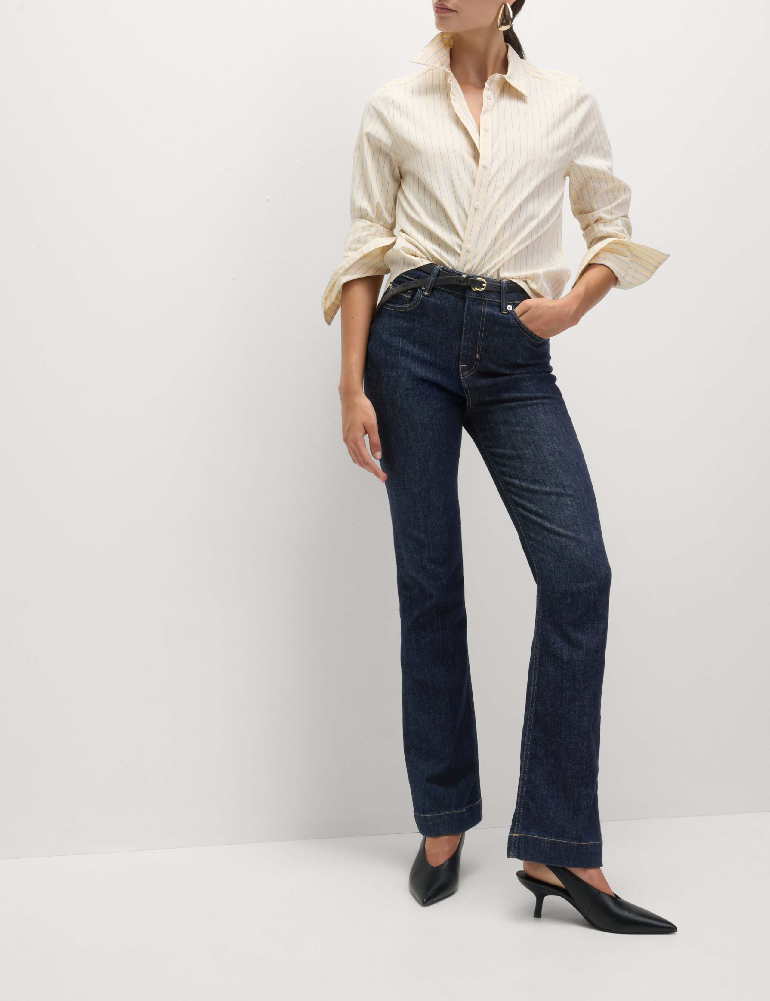 High Waisted Crease Front Slim Flare Jeans 6 of 6