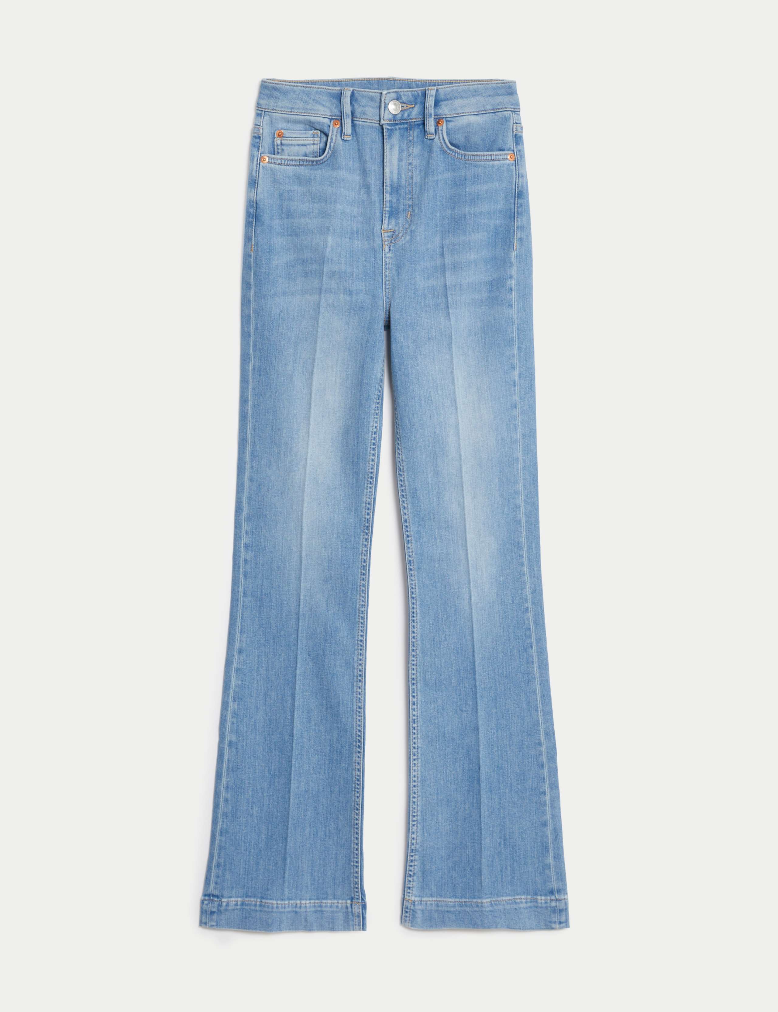 High Waisted Crease Front Slim Flare Jeans 2 of 6