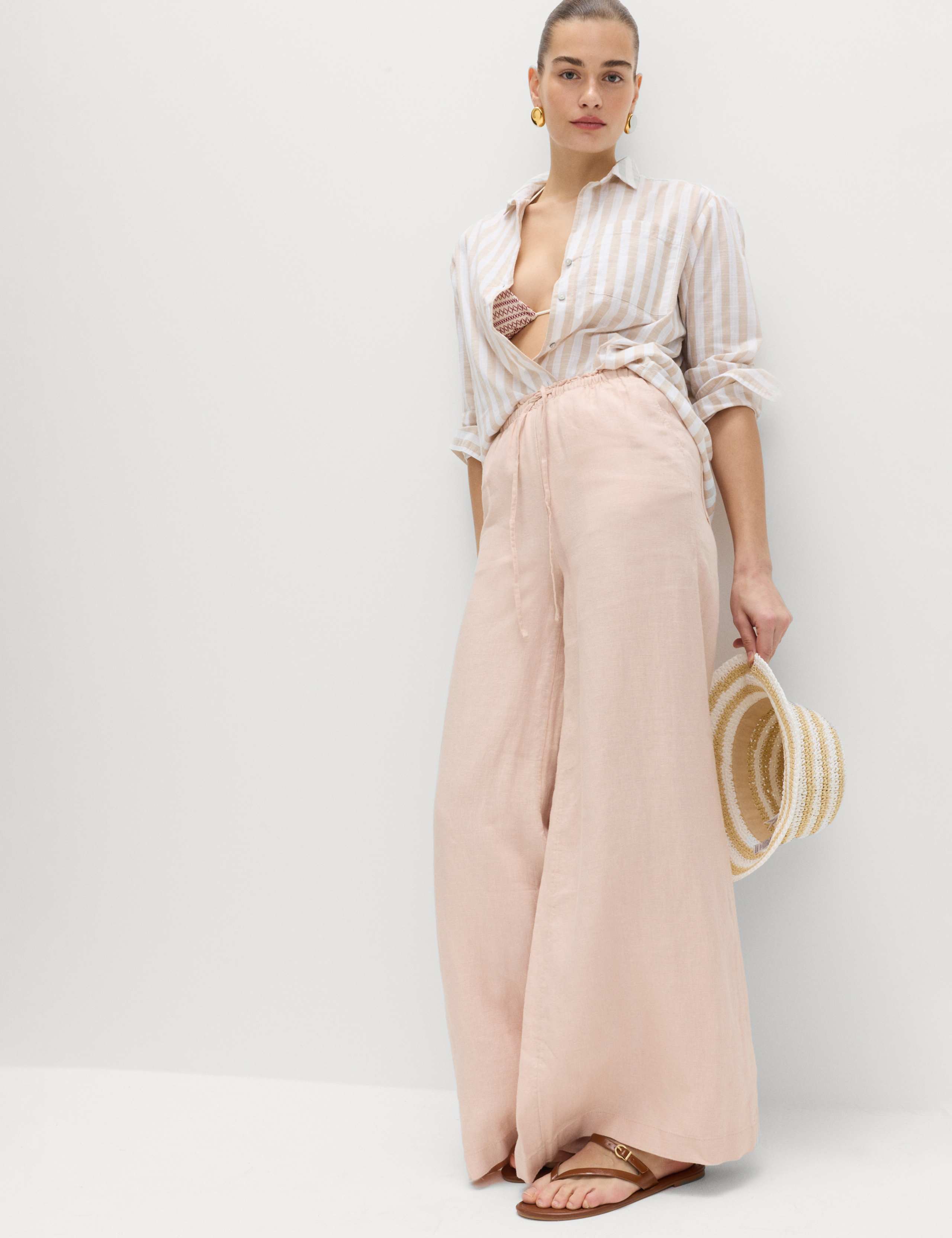 Pure Linen Palazzo Trousers 5 of 6