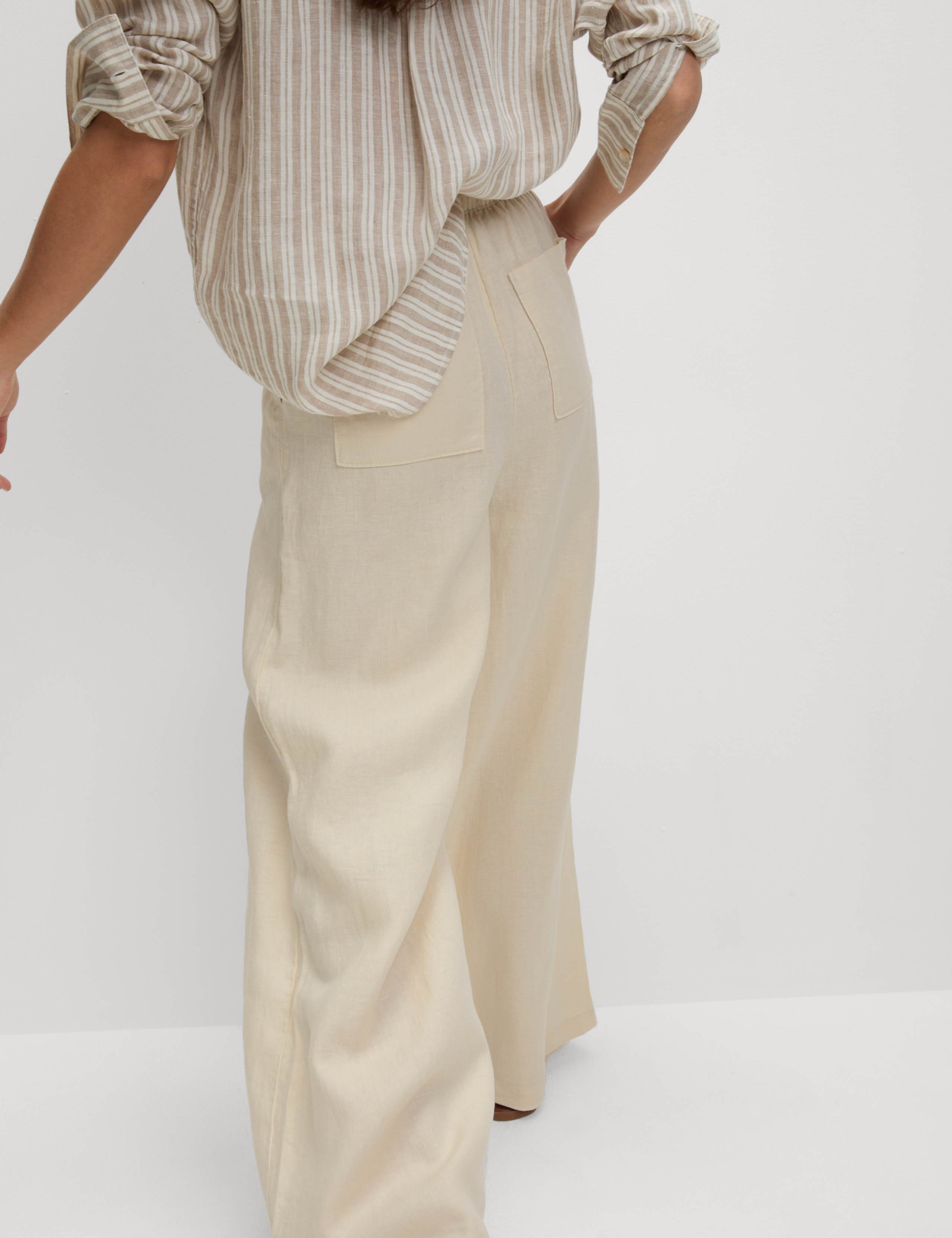 Pure Linen Palazzo Trousers 4 of 4