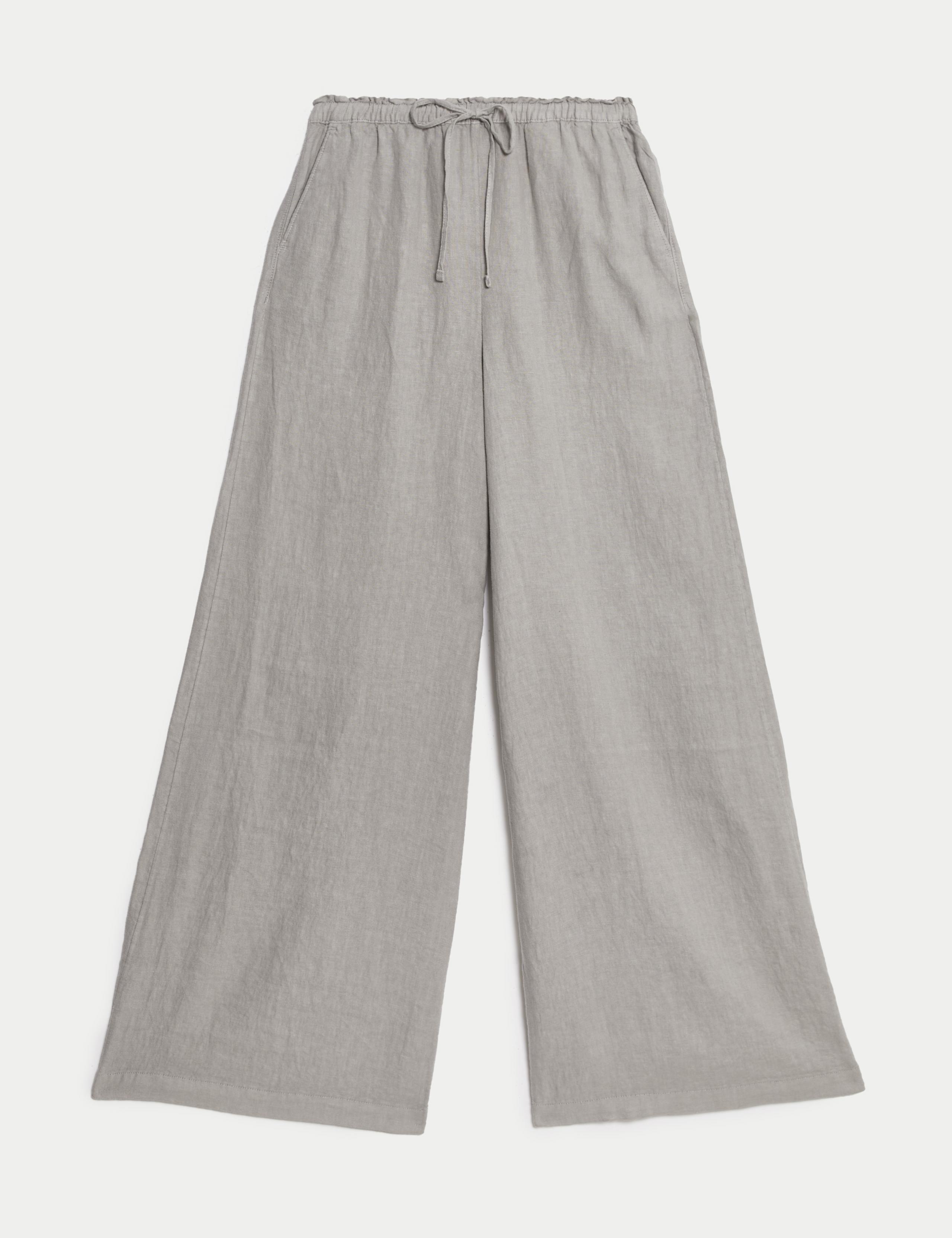 Pure Linen Palazzo Trousers 2 of 6