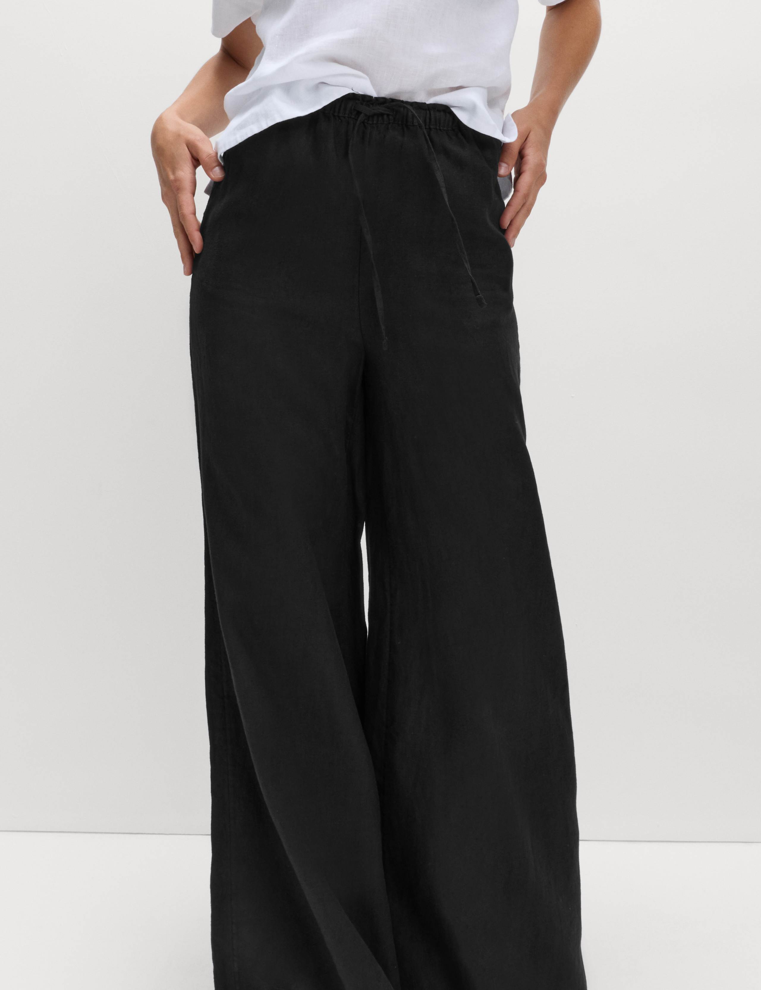 Pure Linen Wide Leg Palazzo Trousers 3 of 5