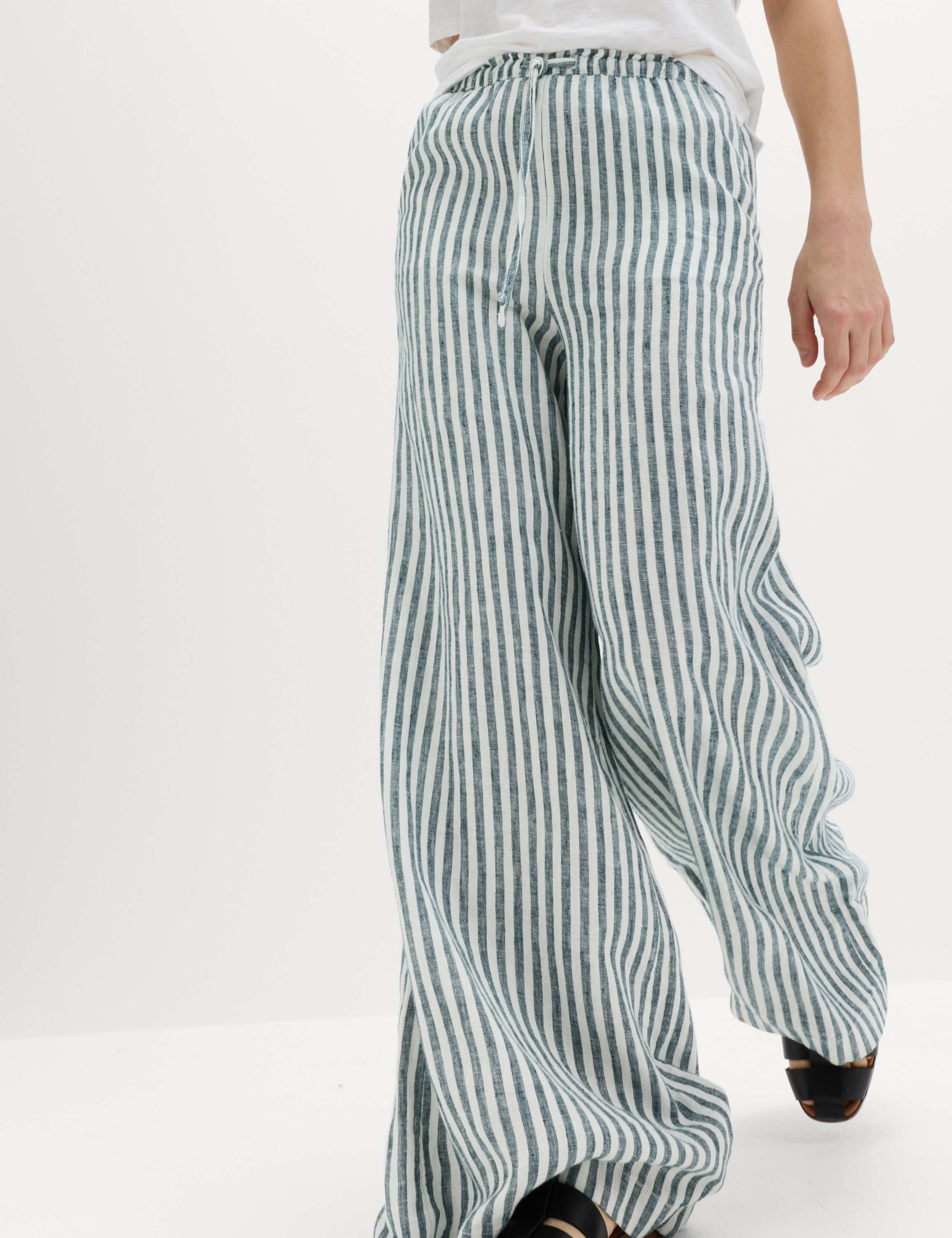 Pure Linen Wide Leg Palazzo Trousers 5 of 5