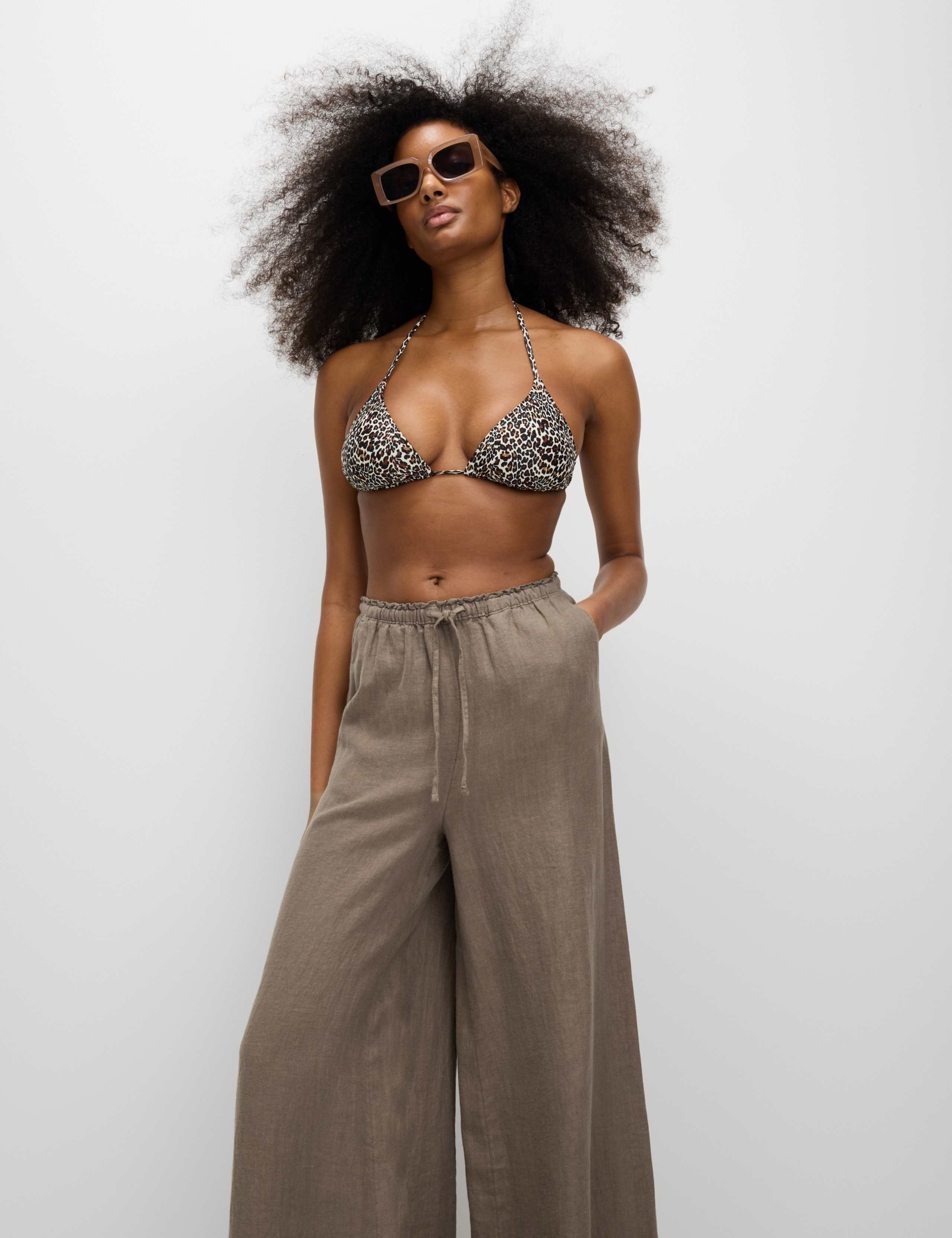 Pure Linen Wide Leg Palazzo Trousers 2 of 4