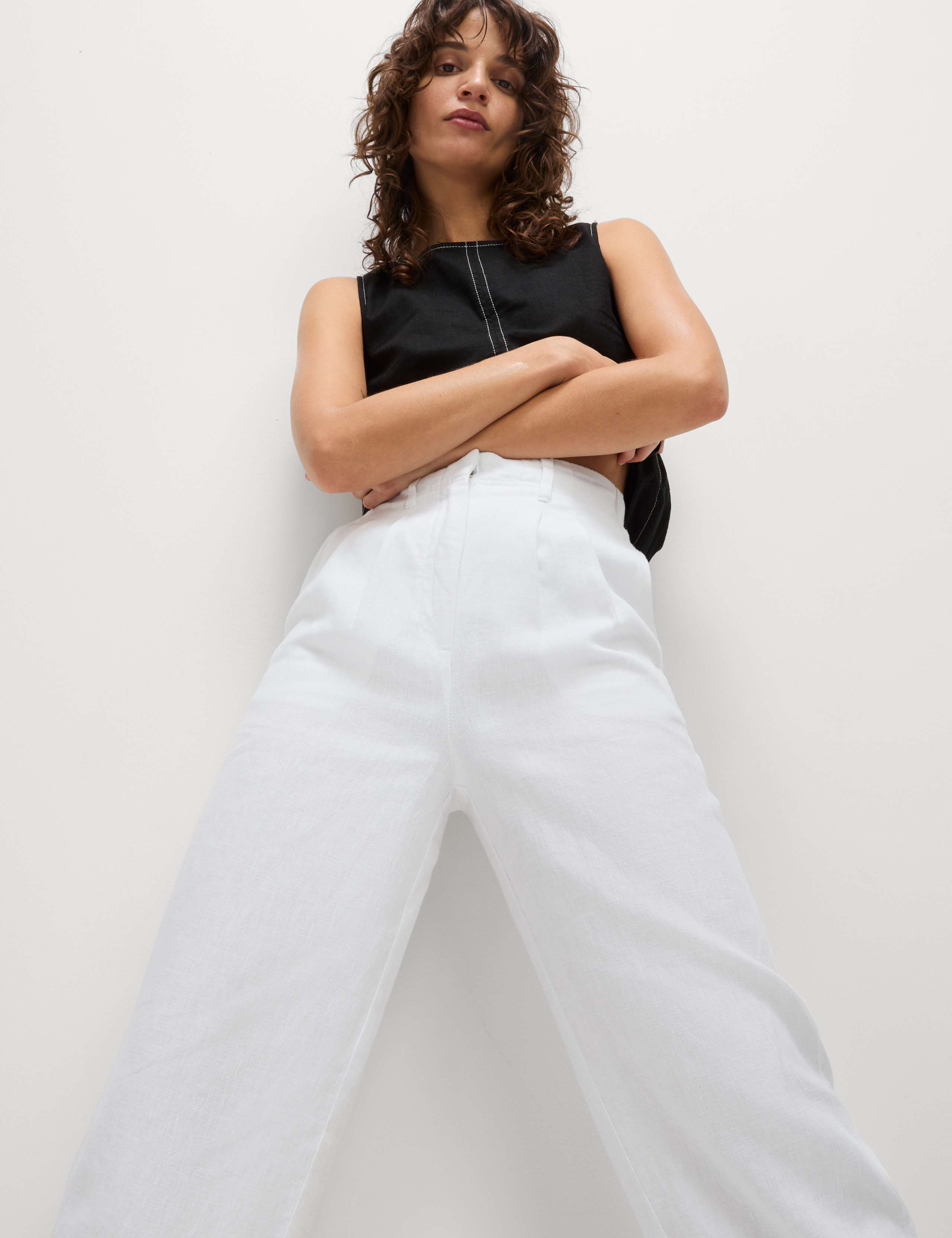 Pure Linen Tapered Trousers 1 of 5