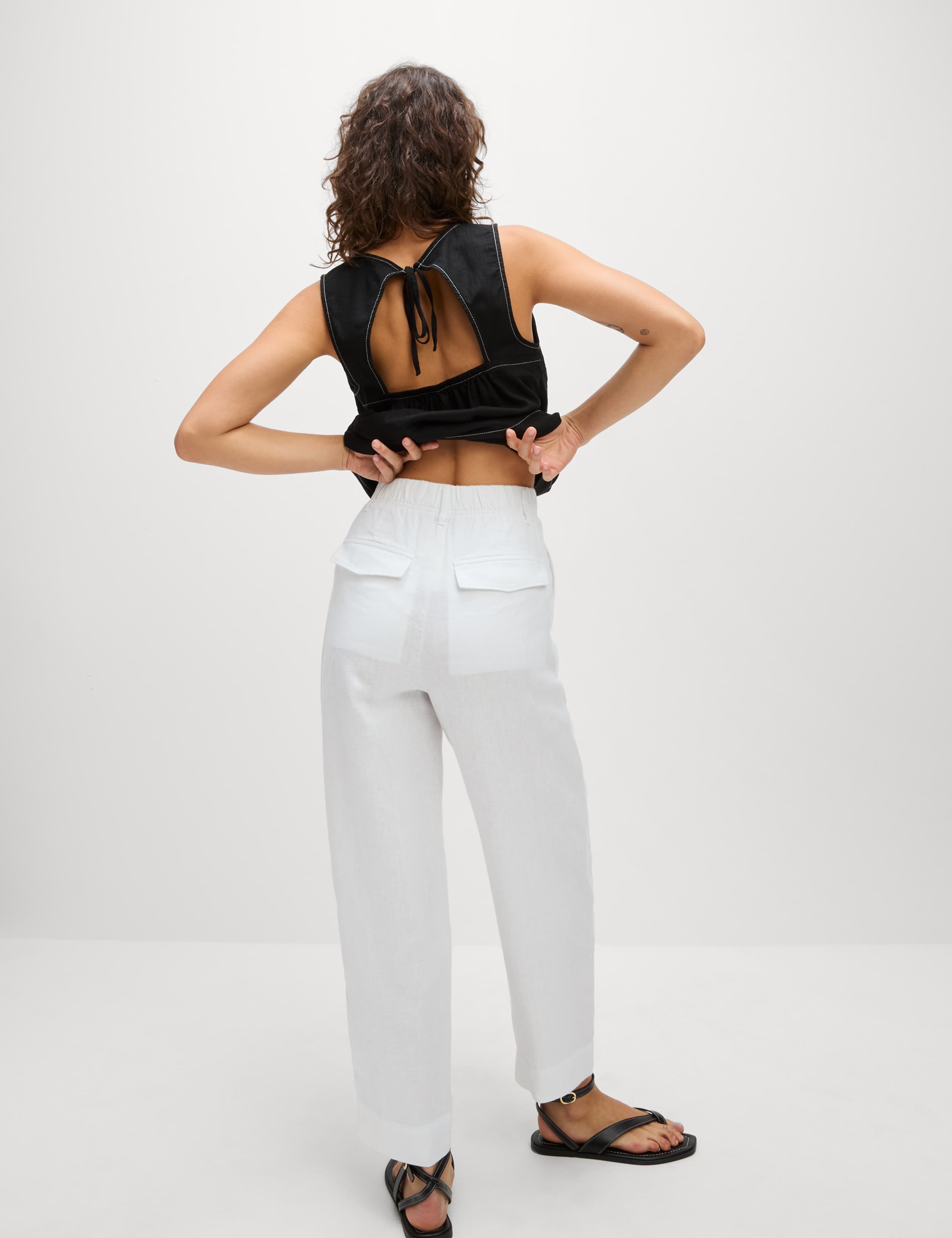 Pure Linen Tapered Trousers 5 of 5