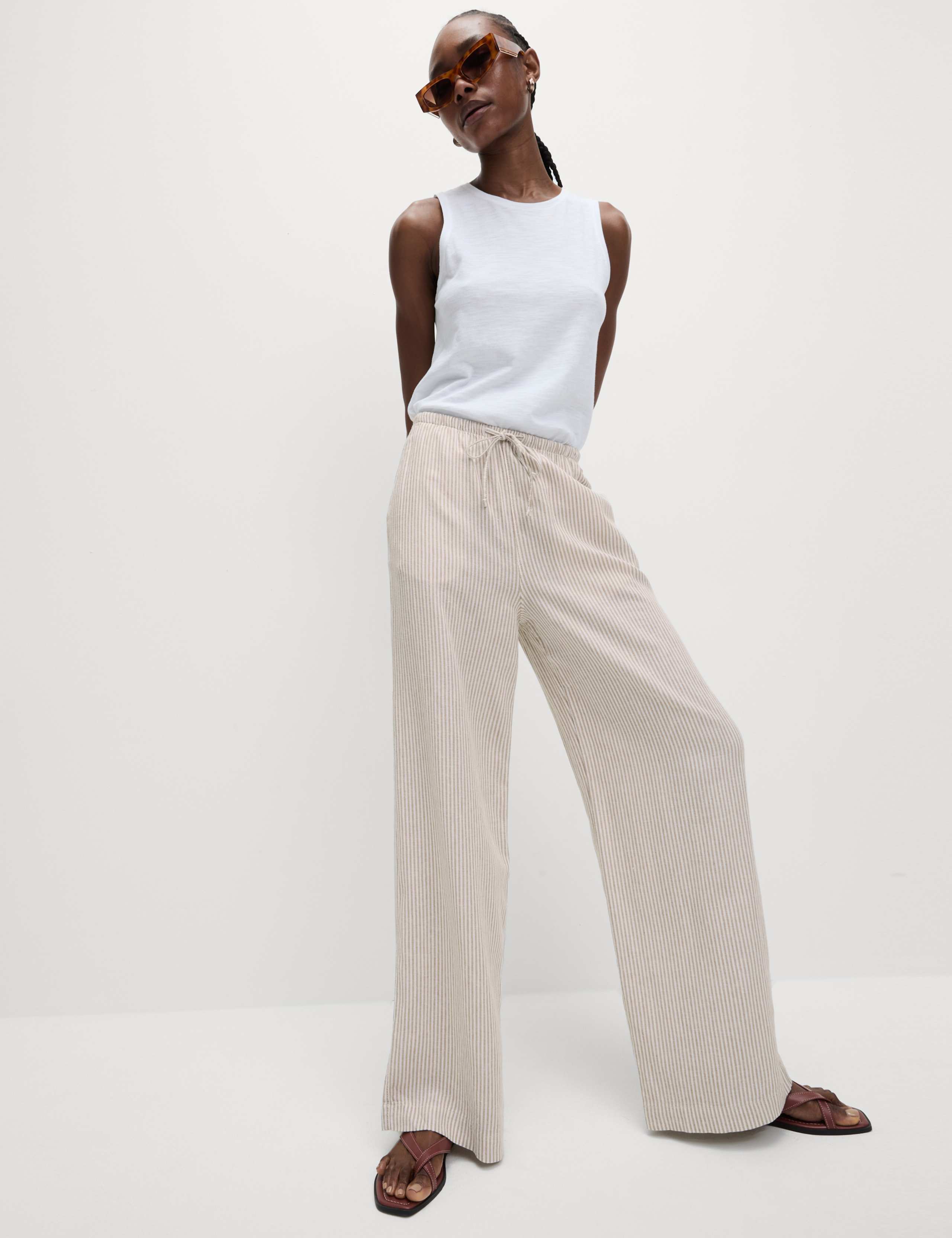 Linen Blend Wide Leg Trousers 4 of 6