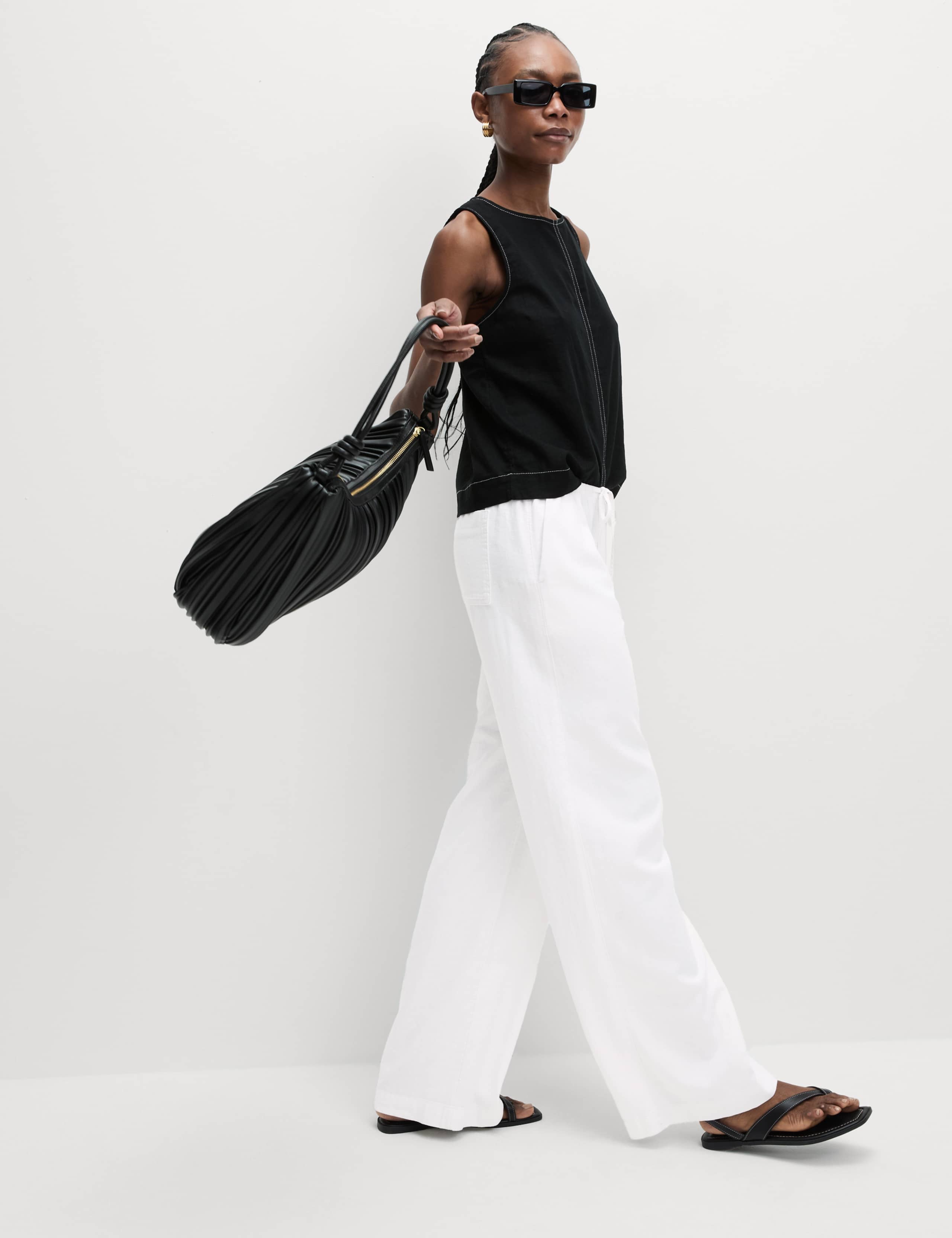Linen Blend Wide Leg Trousers 3 of 6