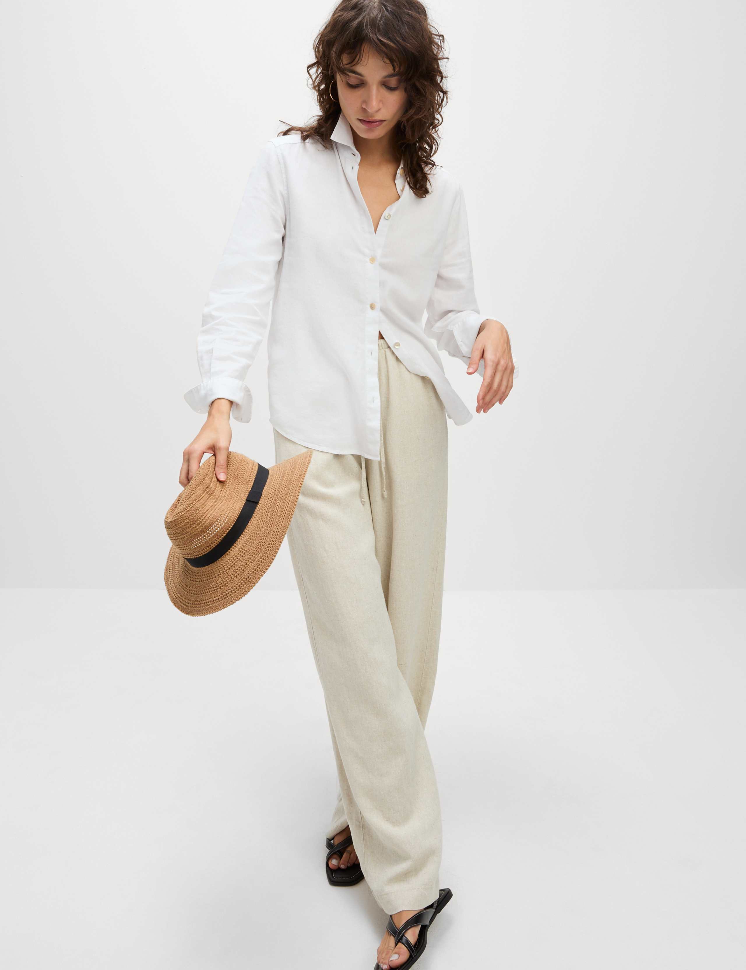 Linen Blend Wide Leg Trousers 1 of 6
