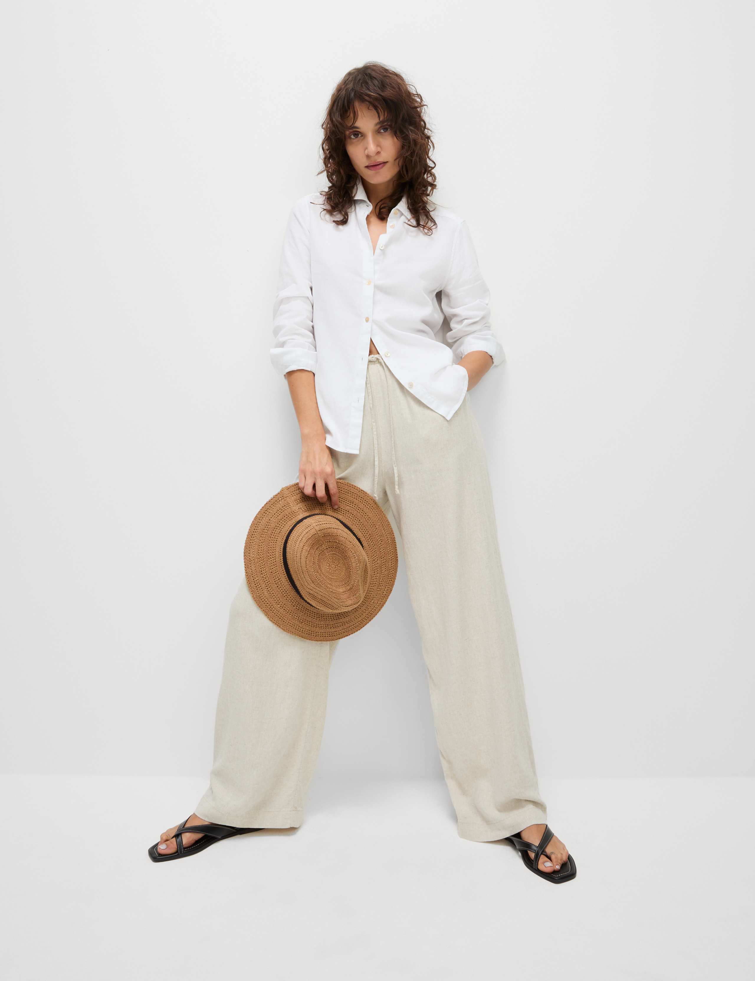 Linen Blend Wide Leg Trousers 5 of 6
