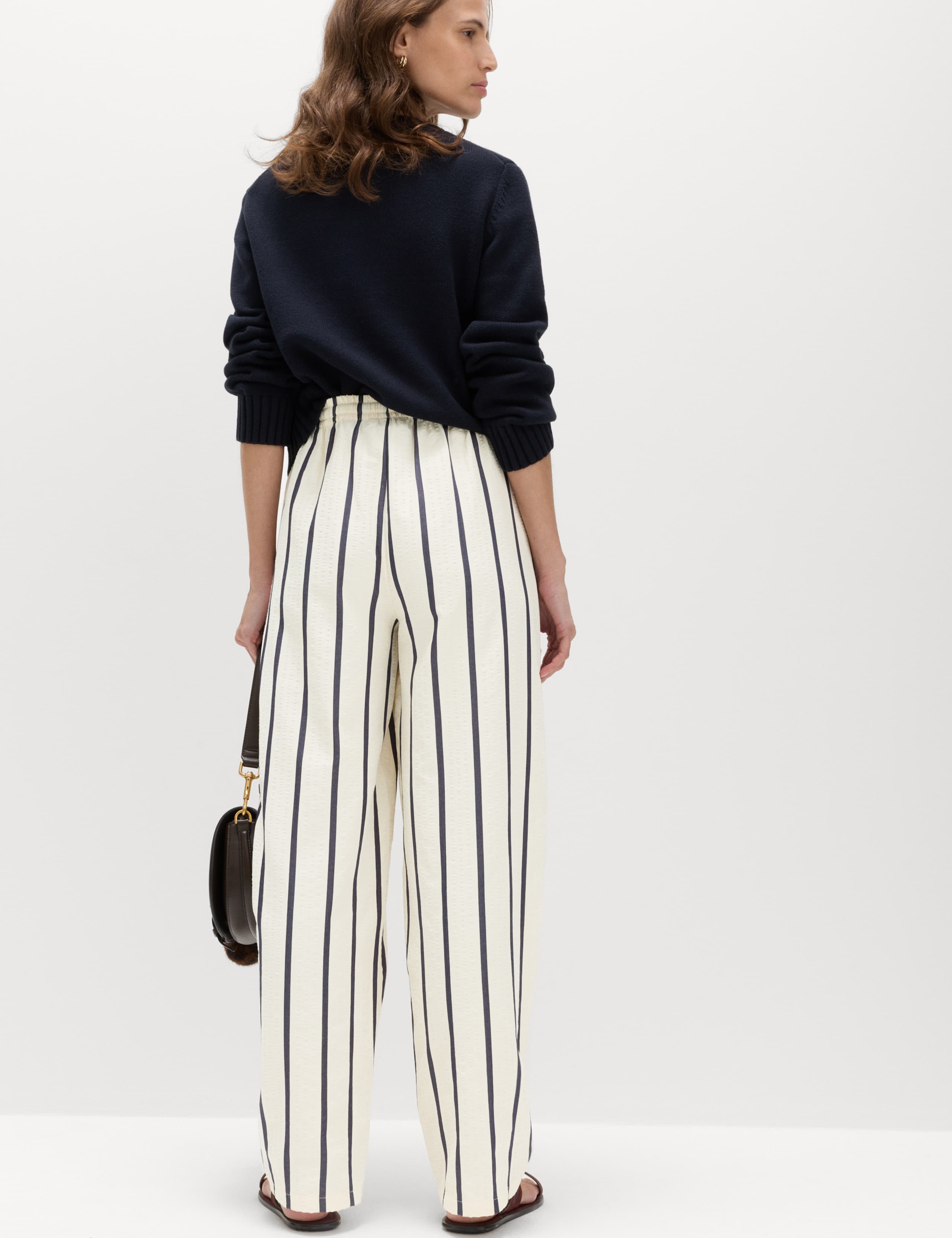 Seersucker Striped Barrel Leg Trousers 4 of 6