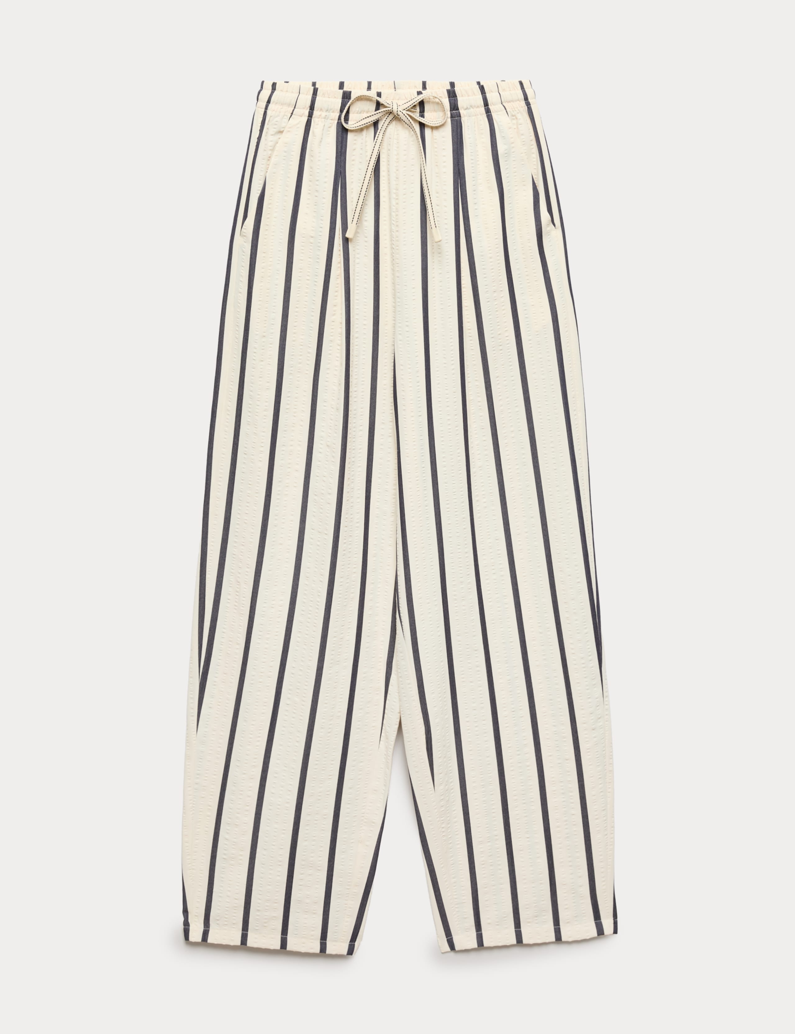 Seersucker Striped Barrel Leg Trousers 2 of 6