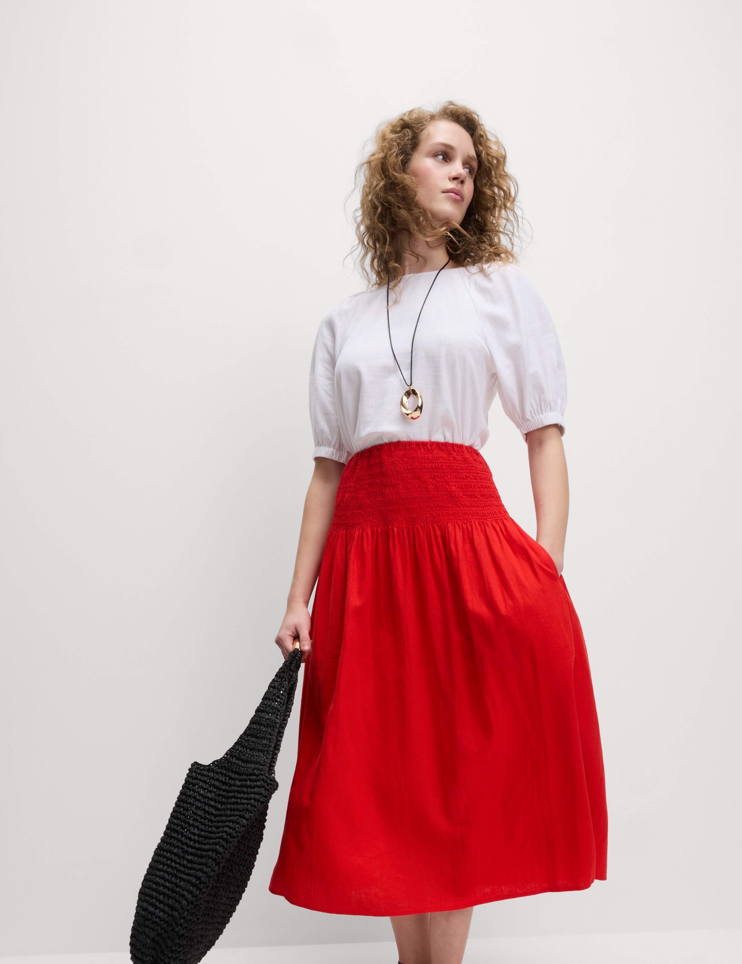 Linen Rich Maxi A-Line Skirt 4 of 6