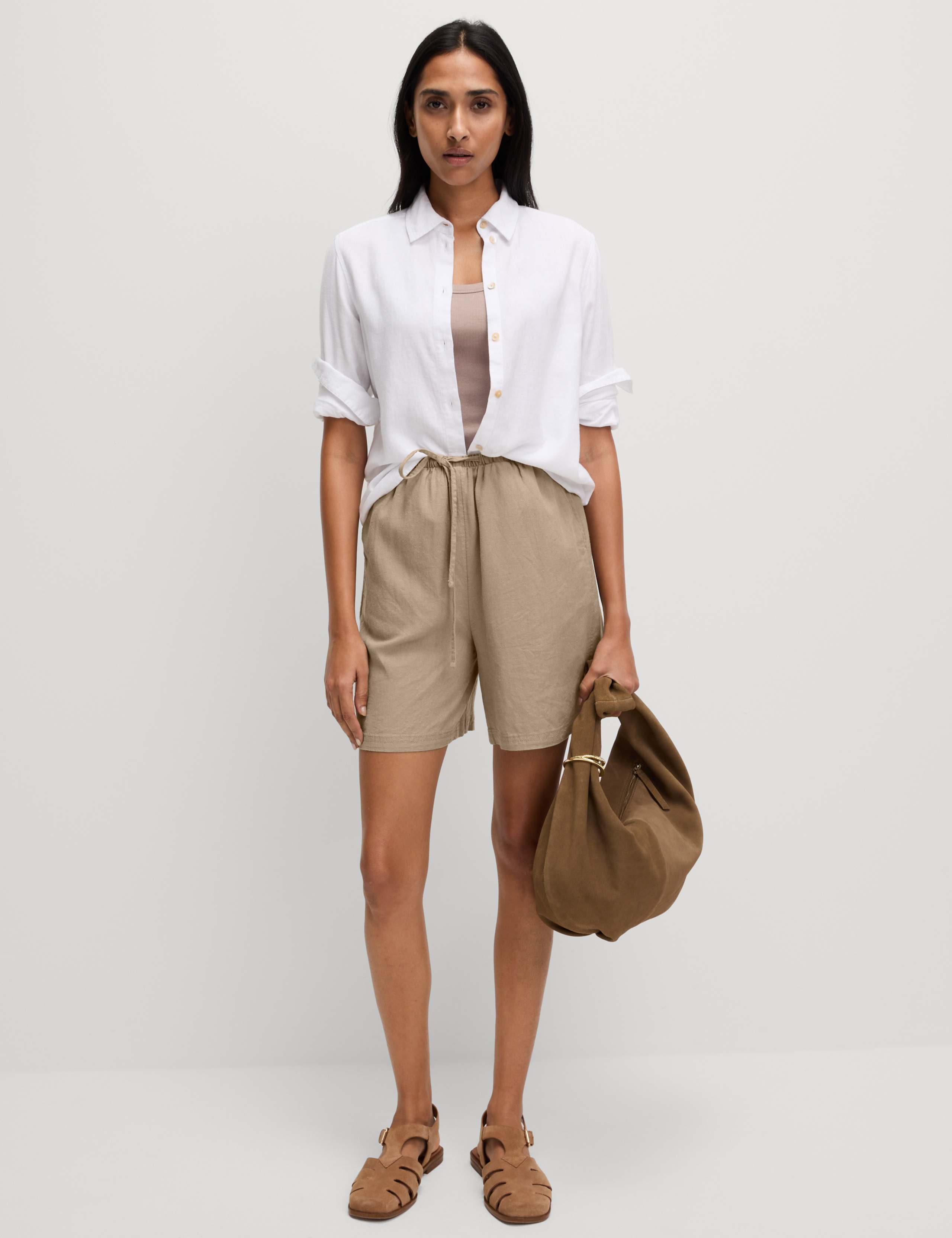 Linen Rich High Waisted Shorts 3 of 6