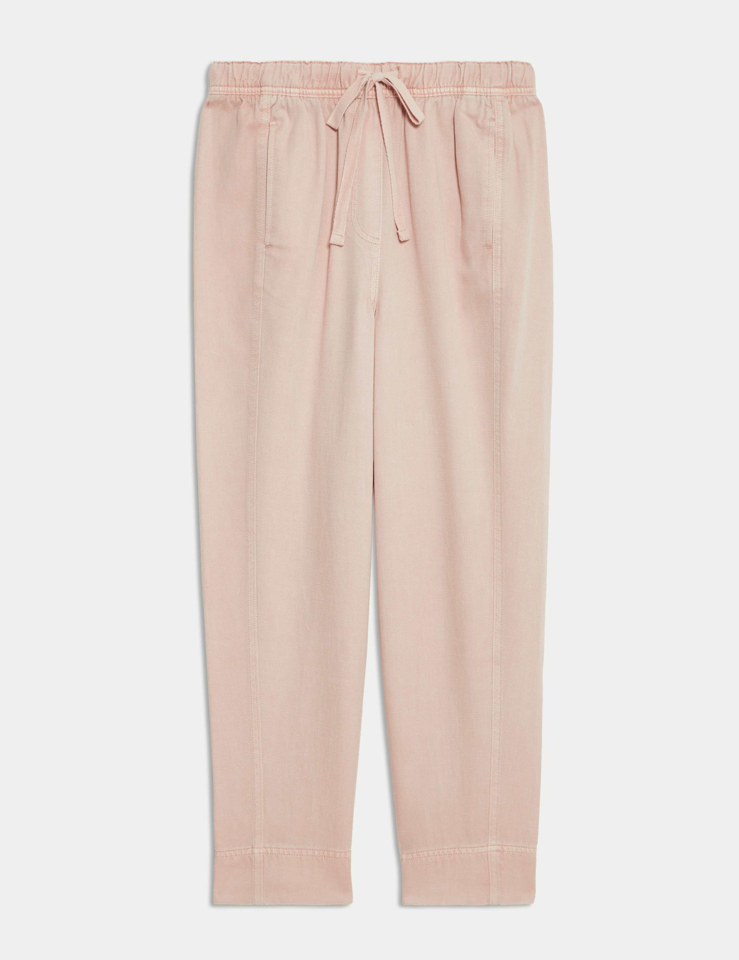 Drawstring Pull On Garment Dye Cropped Tapered Trousers 2 of 5