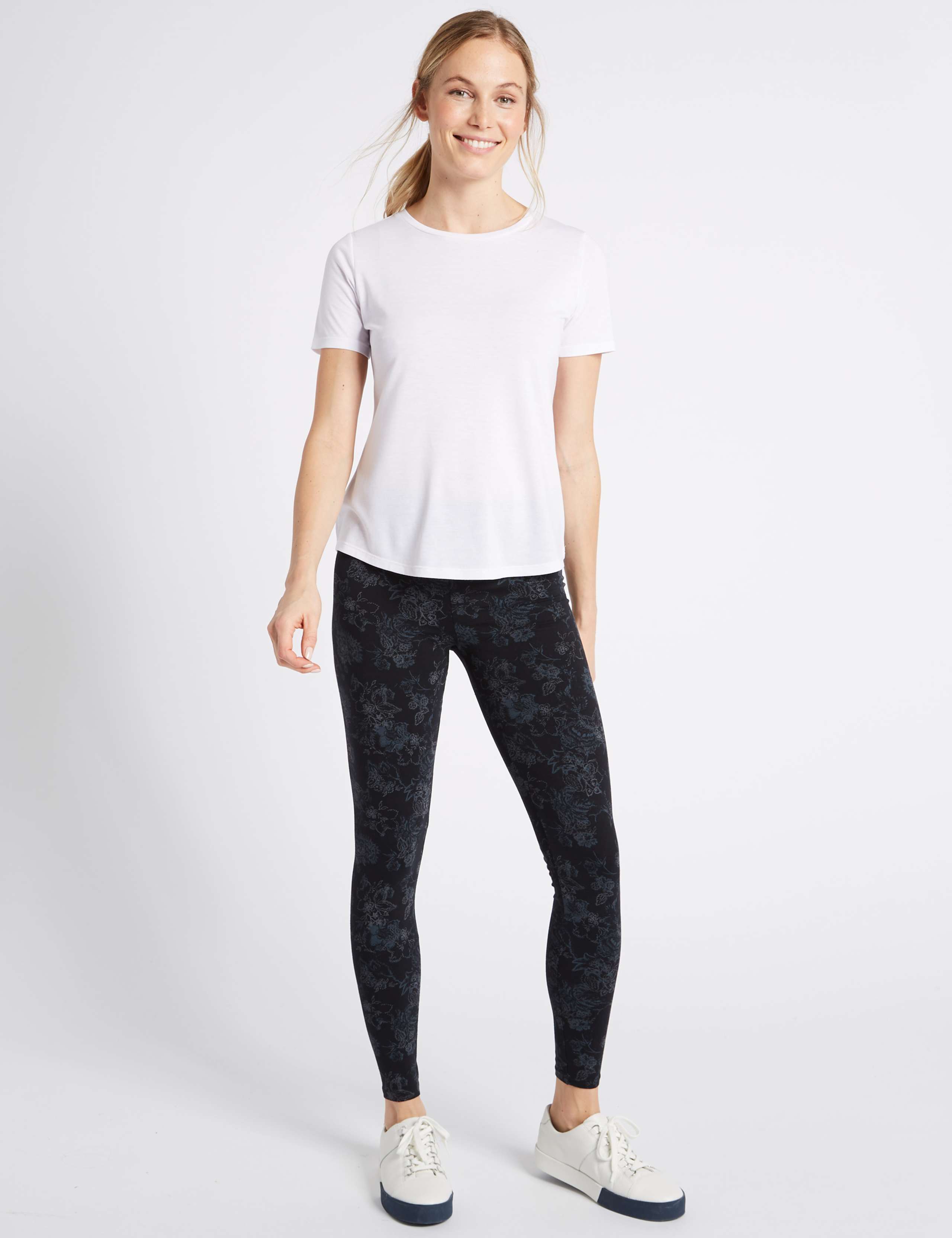 Cotton Rich Floral Print Leggings 1 of 6