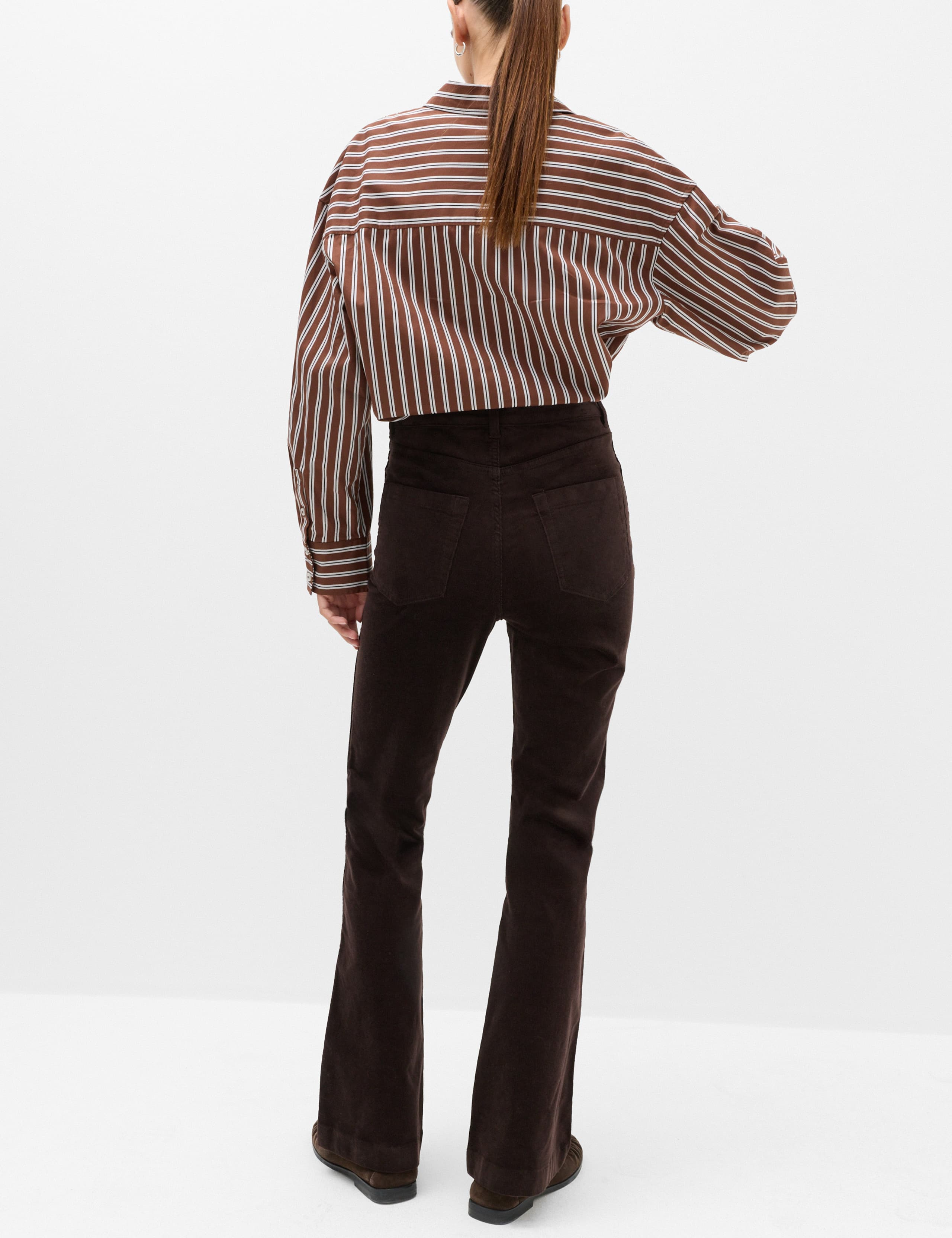 High Waisted Flared Corduroy Trousers 4 of 6