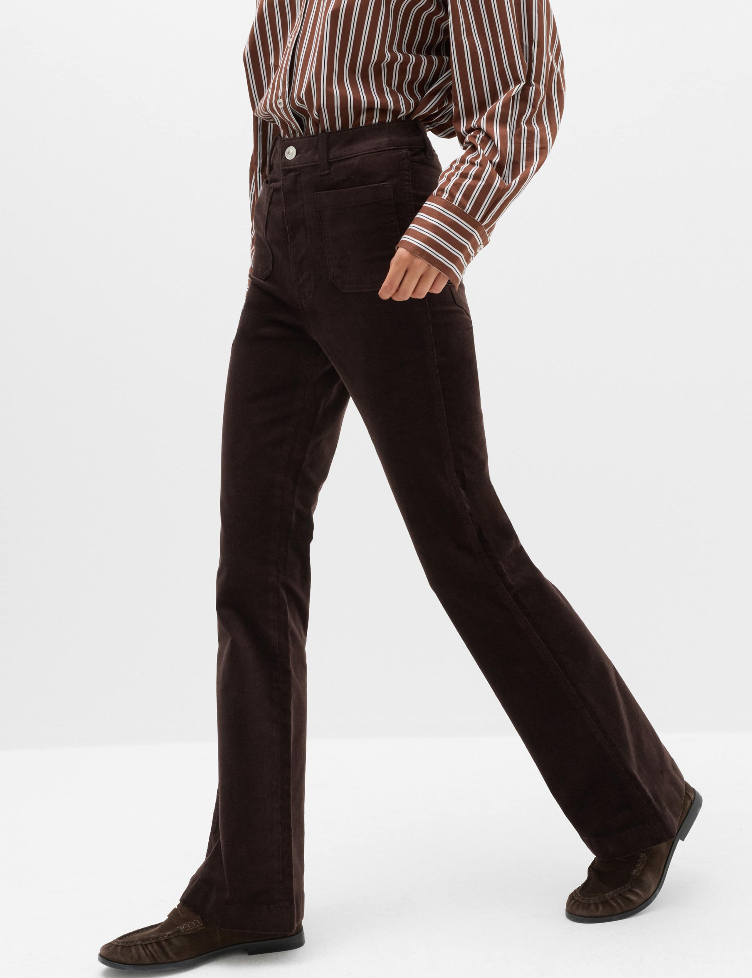 High Waisted Flared Corduroy Trousers 5 of 6