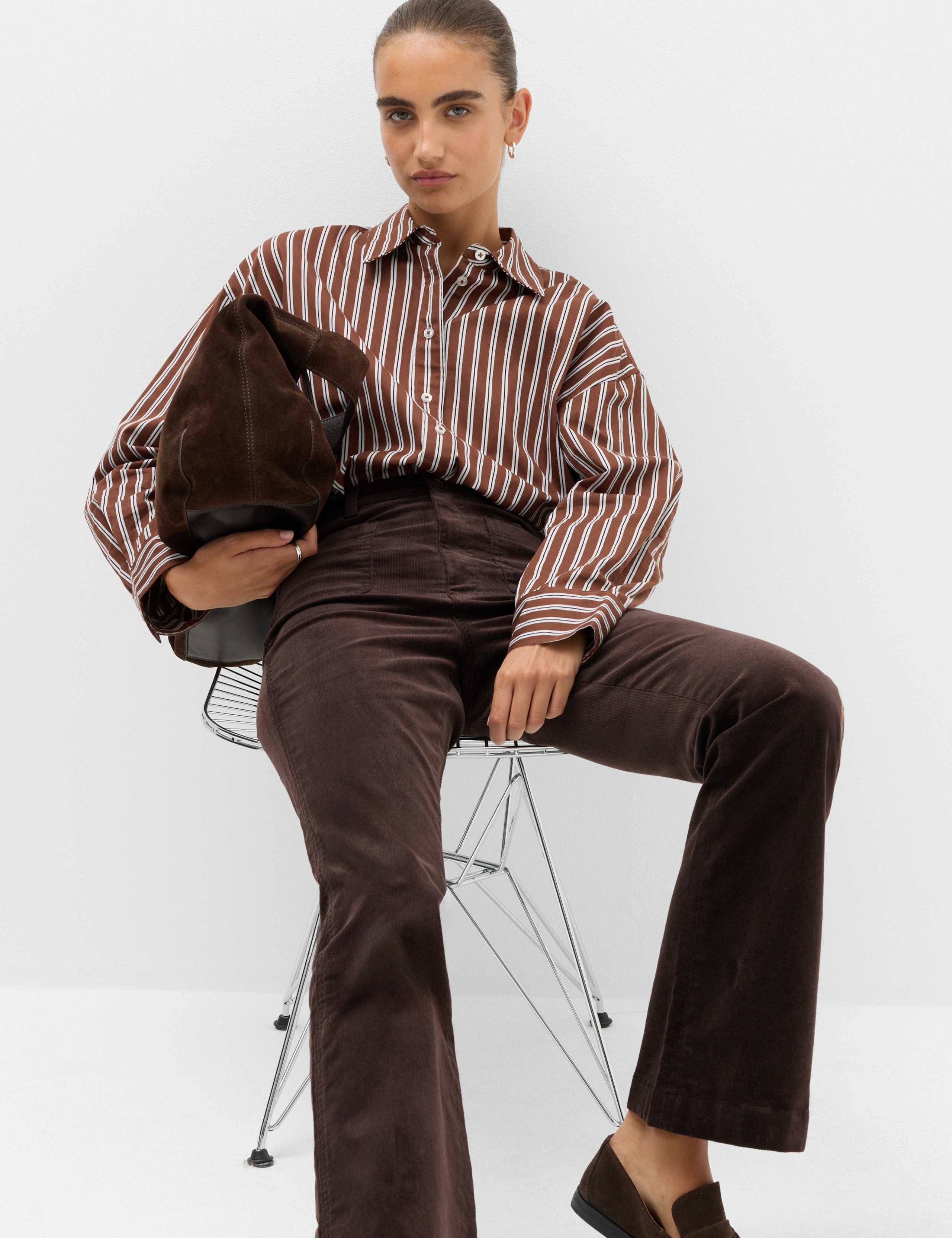 High Waisted Flared Corduroy Trousers 6 of 6
