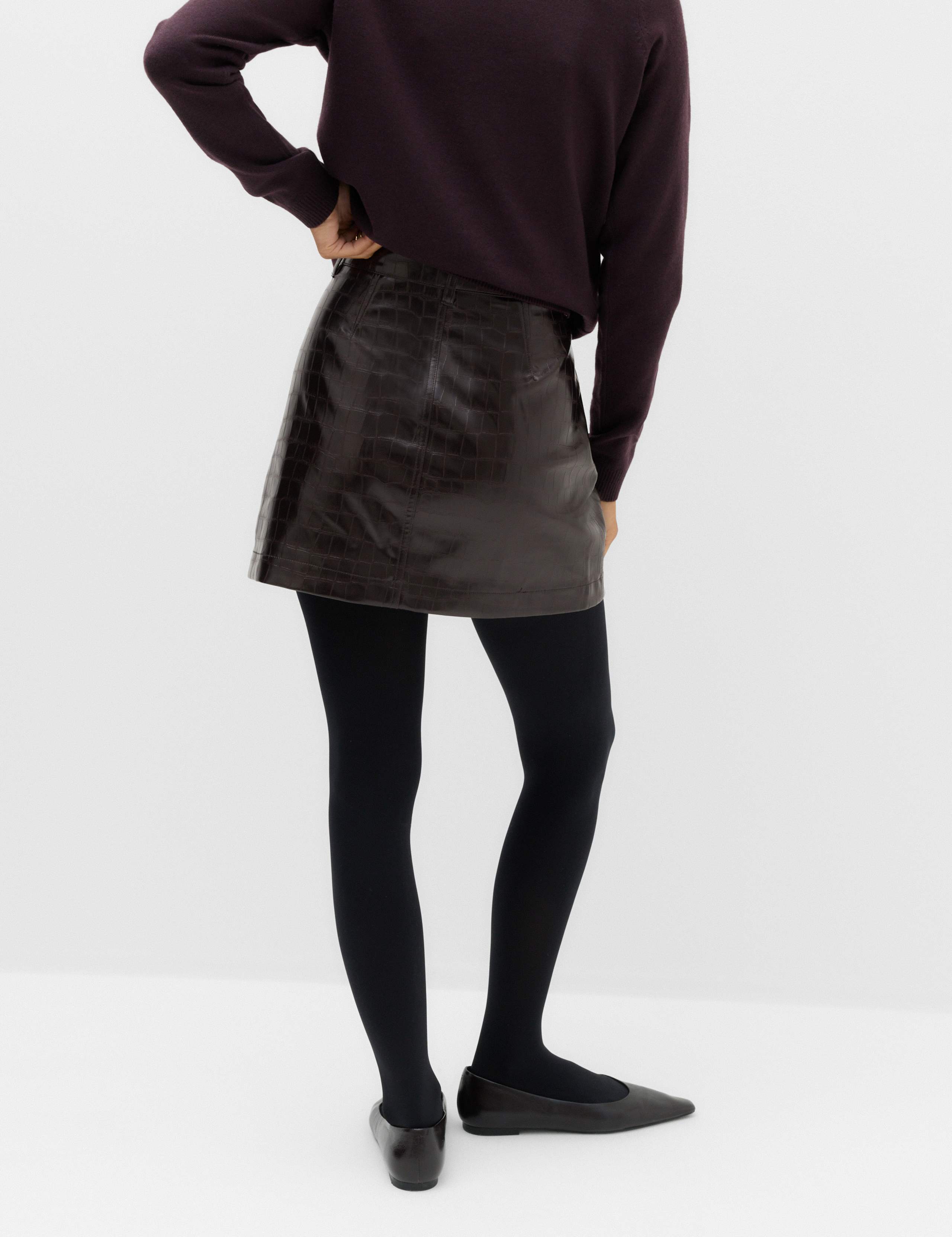 Faux Leather Croc Mini Skirt 4 of 7