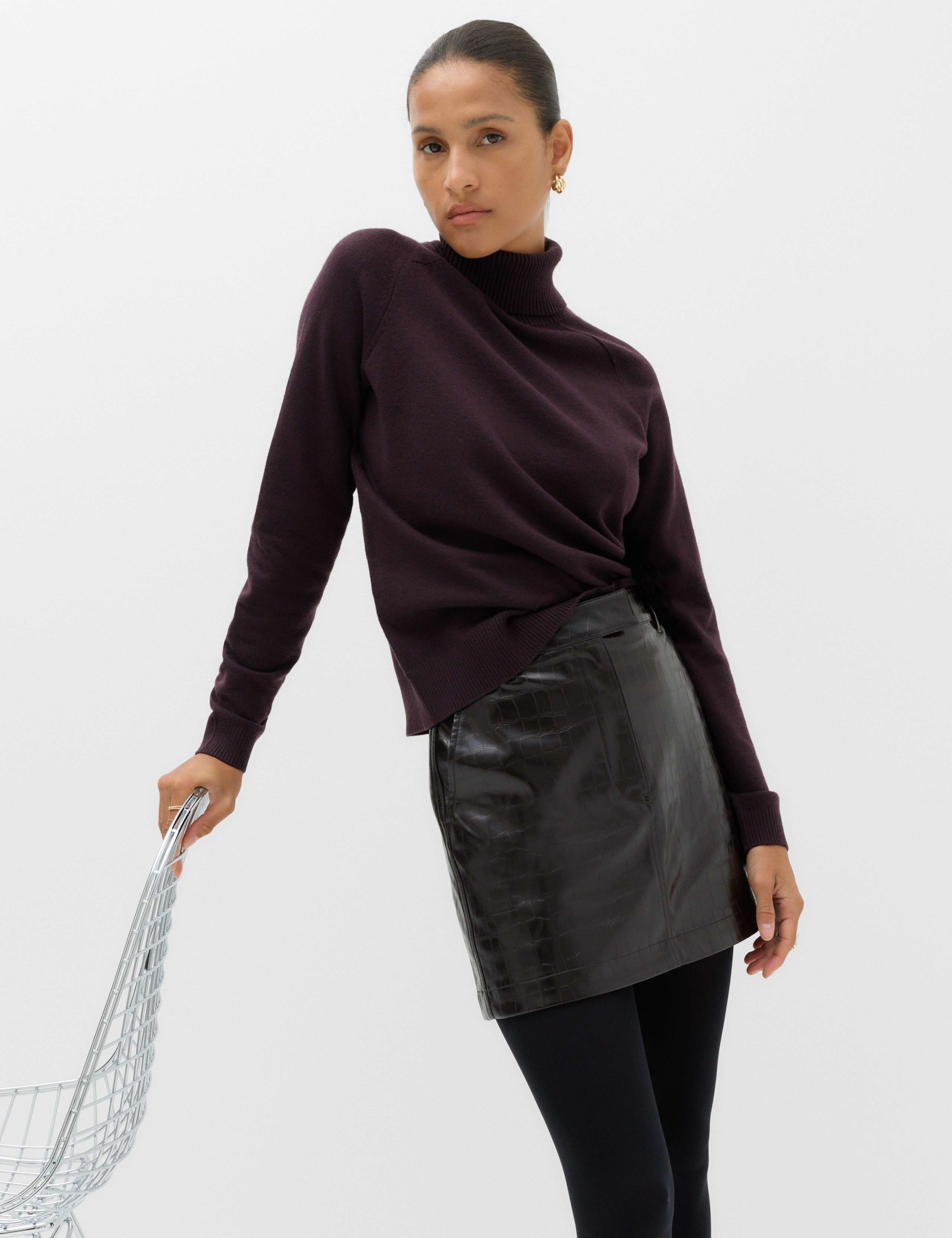 Faux Leather Croc Mini Skirt 6 of 7