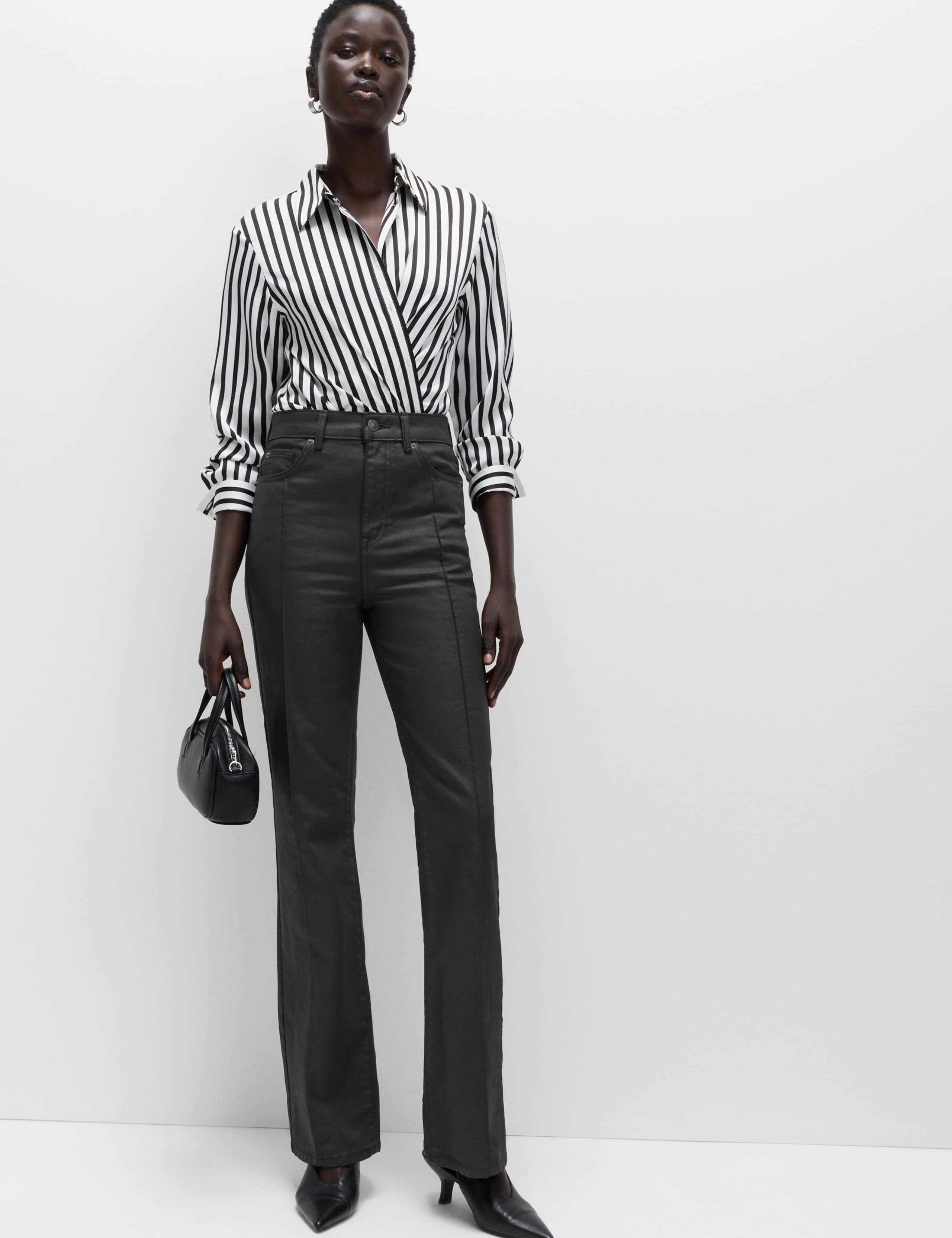 Coated Pintuck Slim Fit Flared Jeans 4 of 6