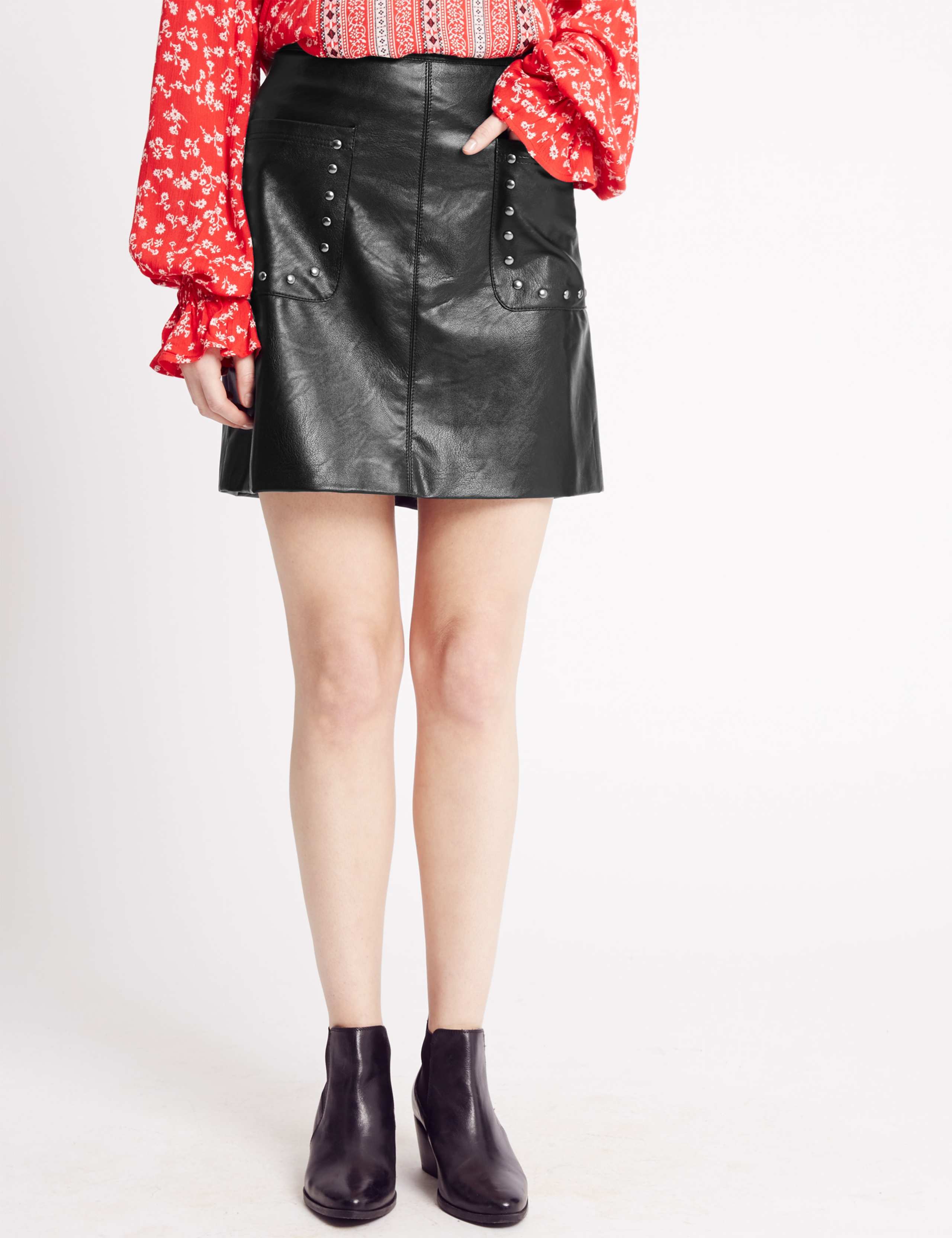 Pocket Detail A-Line Mini Skirt 1 of 4