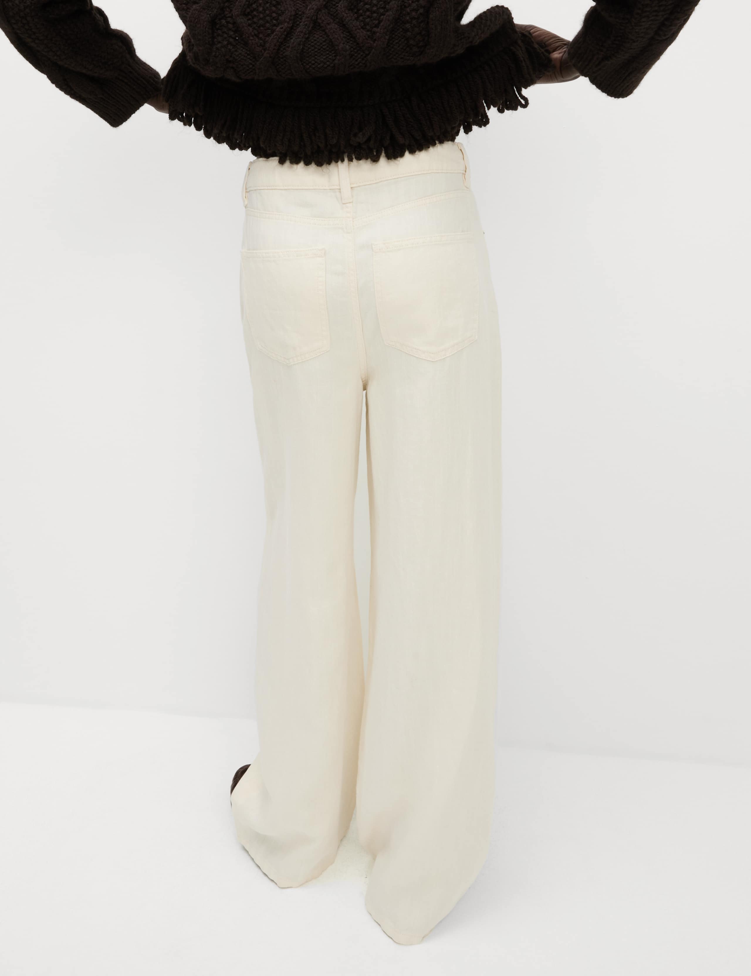 Linen Blend Denim Wide Leg Trousers 5 of 6